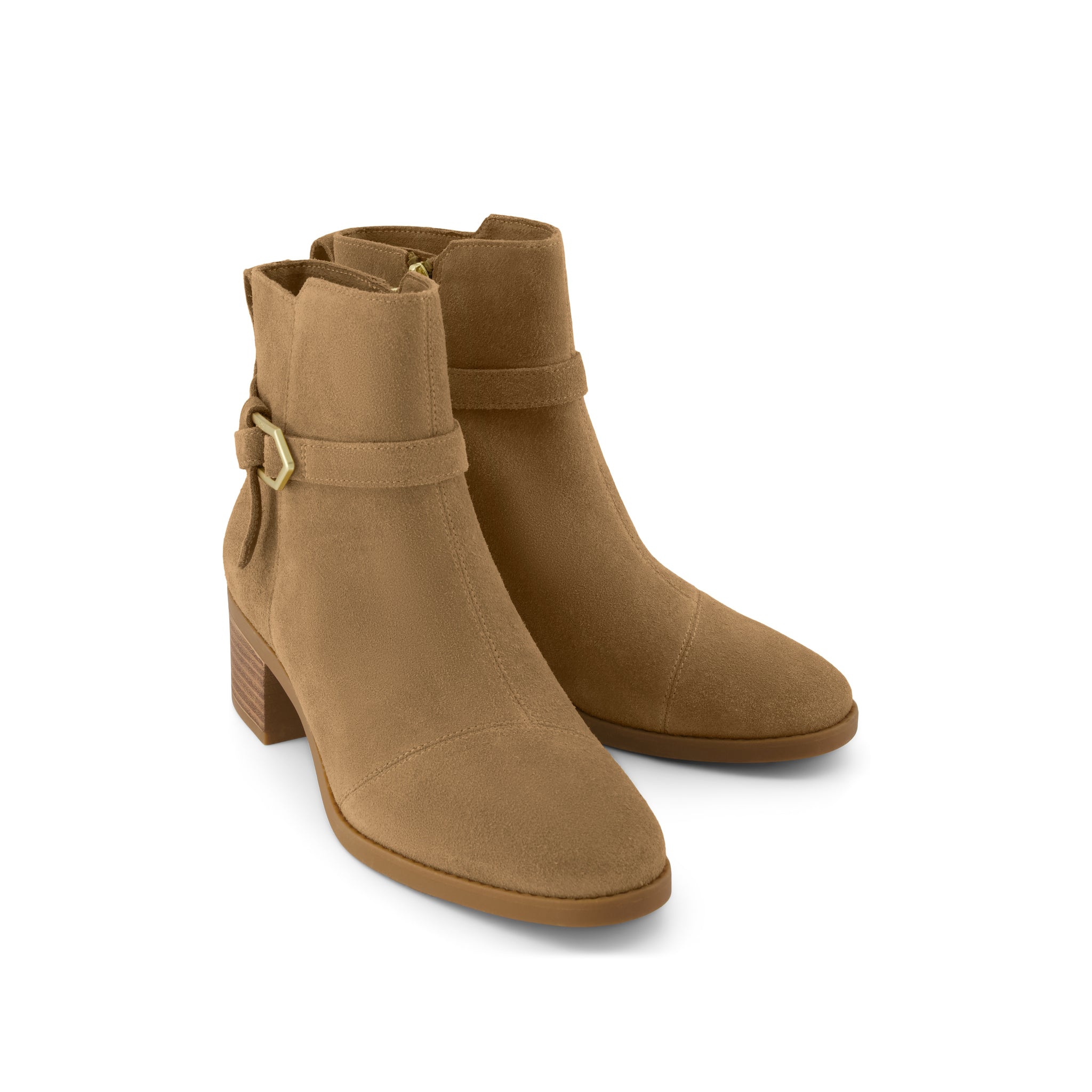 Womens Delilah Buckle Ankle Boot Toffee Suede - Image 2