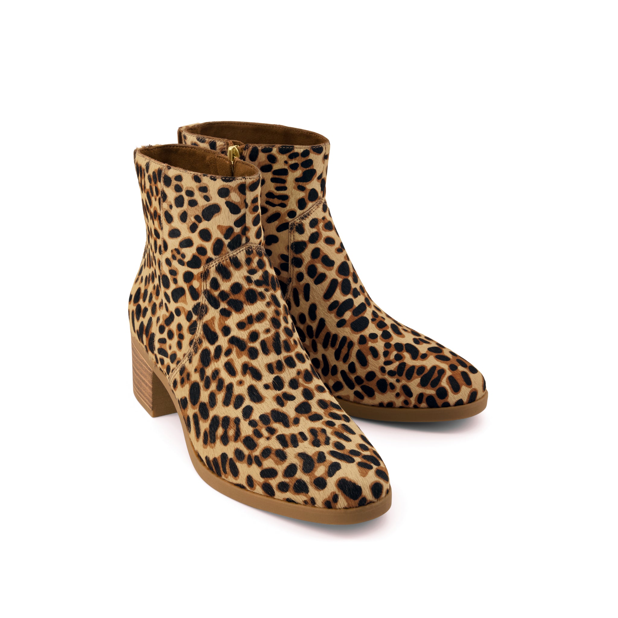 Womens Delilah Heeled Boot Brown Sugar Leopard Print Hair Leather - Image 3