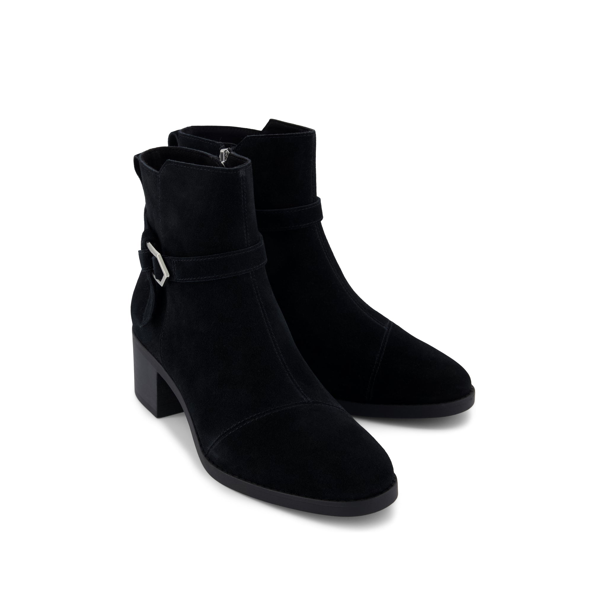 Womens Delilah Buckle Ankle Boot Black Suede - Image 2