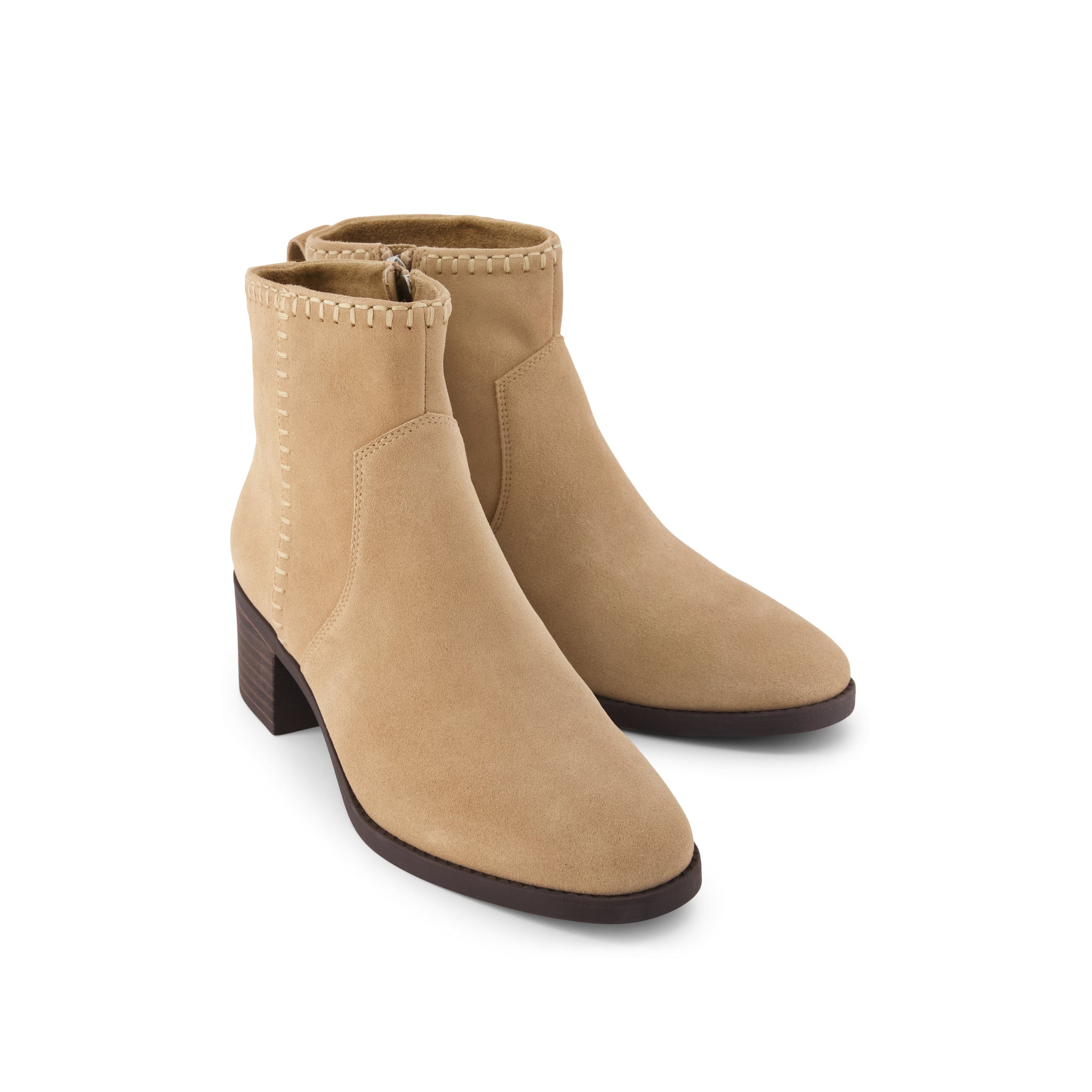 Womens Delilah Heeled Boot Water Repellent Taupe Suede - Image 3