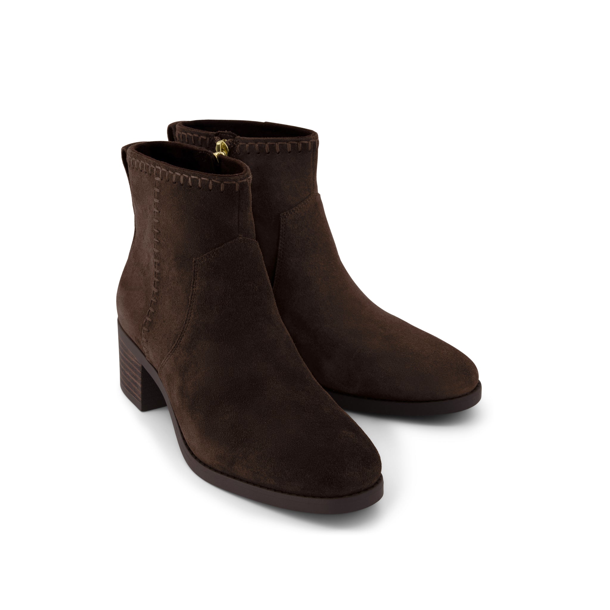 Womens Delilah Heeled Boot Water Repellent Chocolate Brown Suede - Image 3