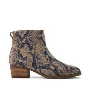 Womens Elia Ankle Boot Taupe Snake Print Suede