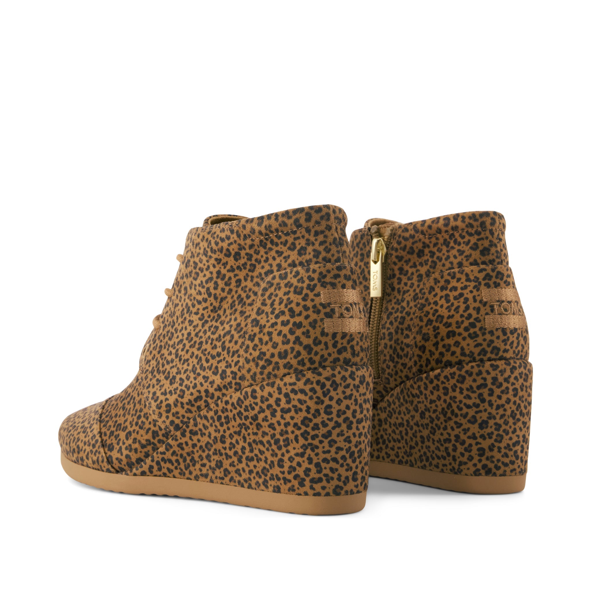 Womens Desert Wedge Ankle Bootie Toffee Micro Leopard Print - Image 4