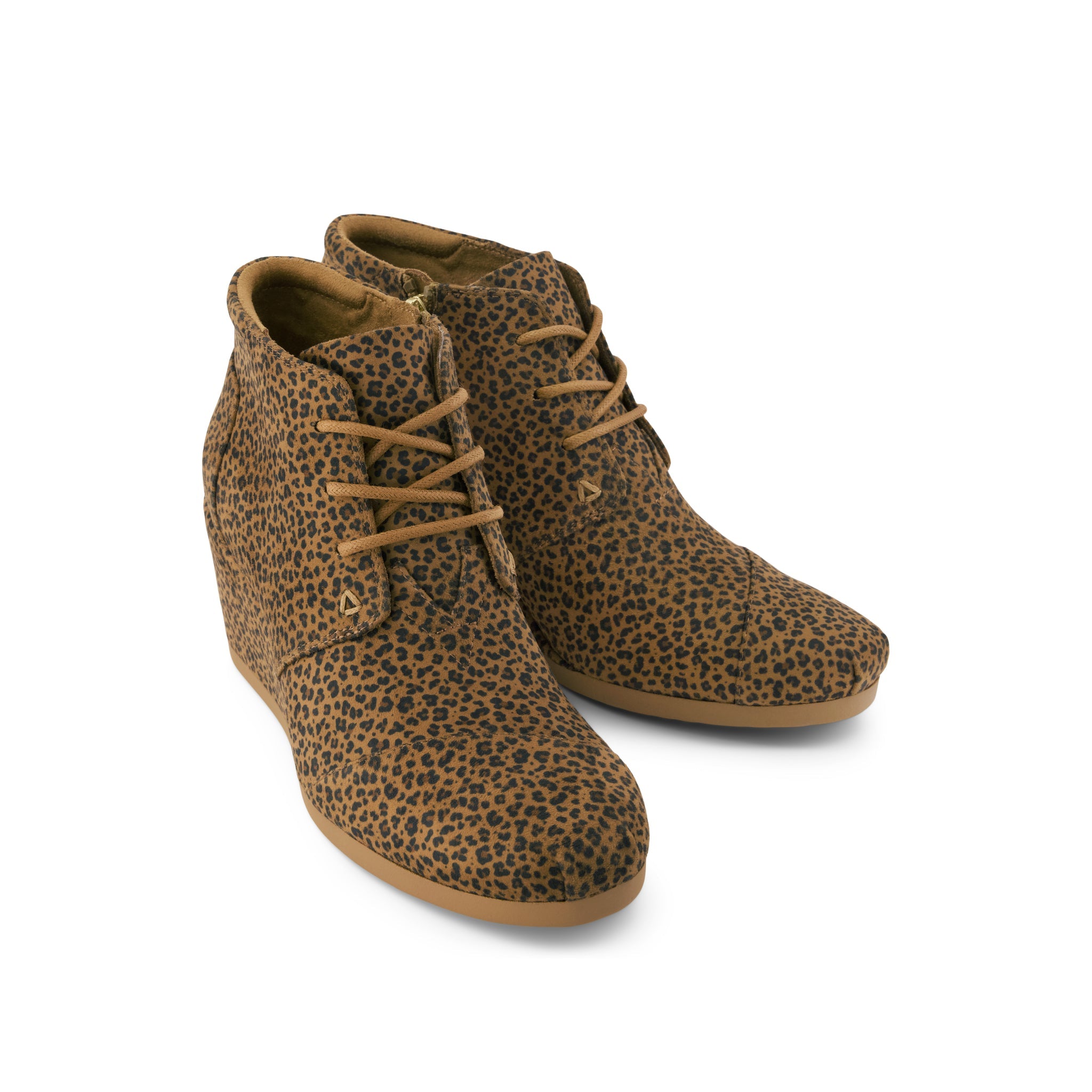 Womens Desert Wedge Ankle Bootie Toffee Micro Leopard Print - Image 3