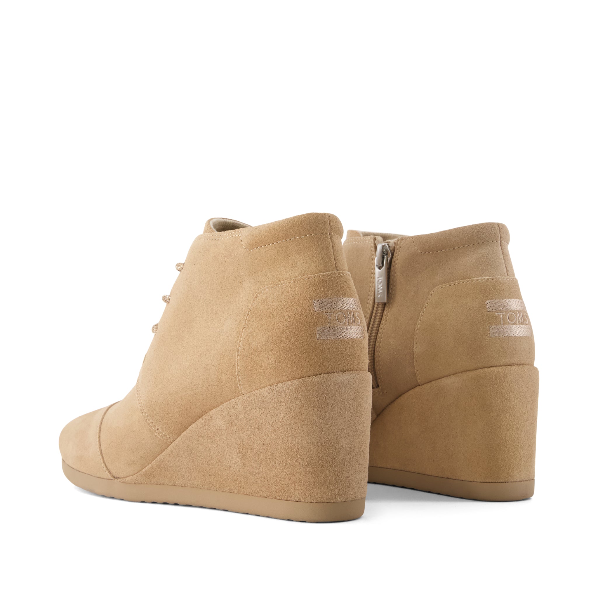Womens Desert Wedge Ankle Bootie Taupe Suede - Image 3