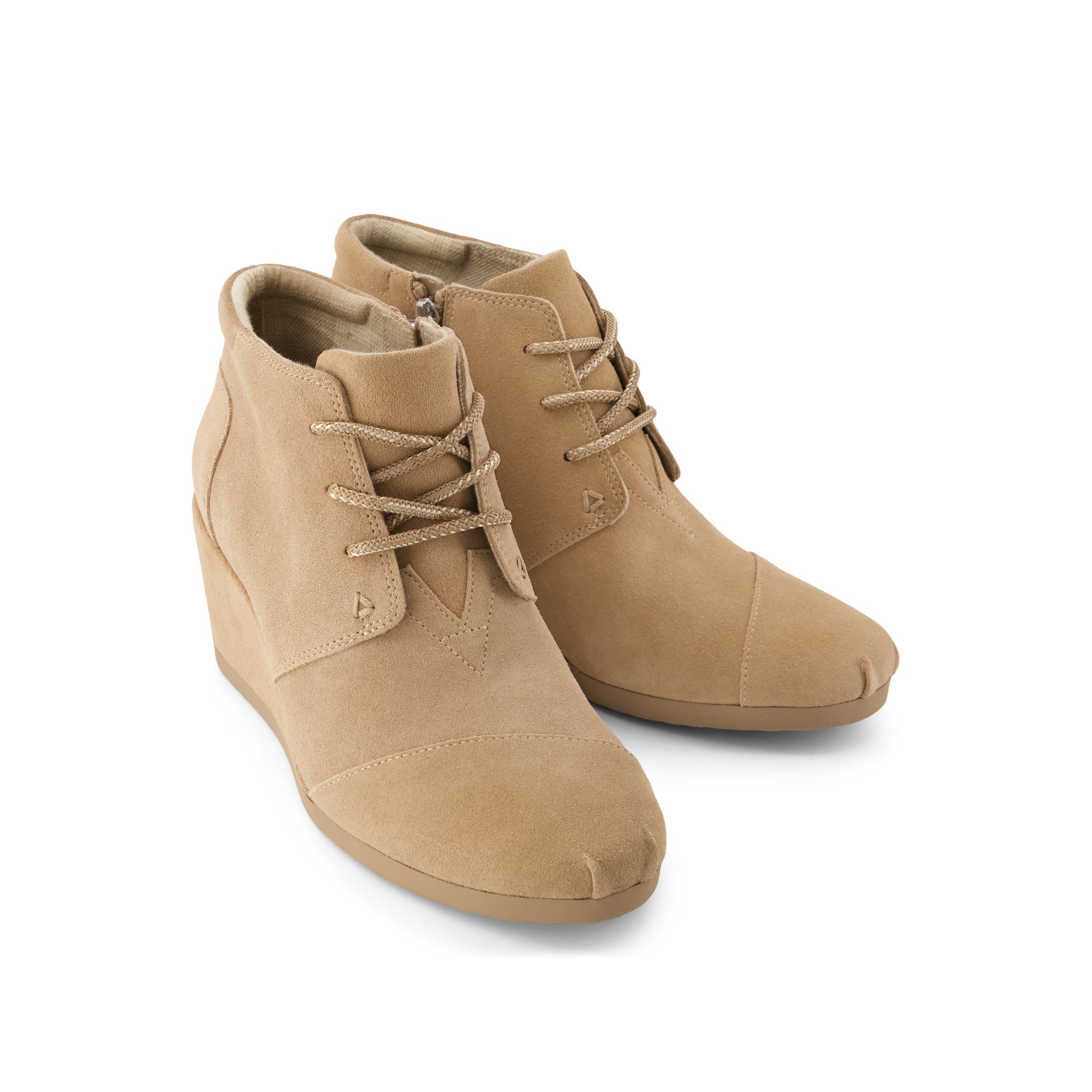 Womens Desert Wedge Ankle Bootie Taupe Suede - Image 2