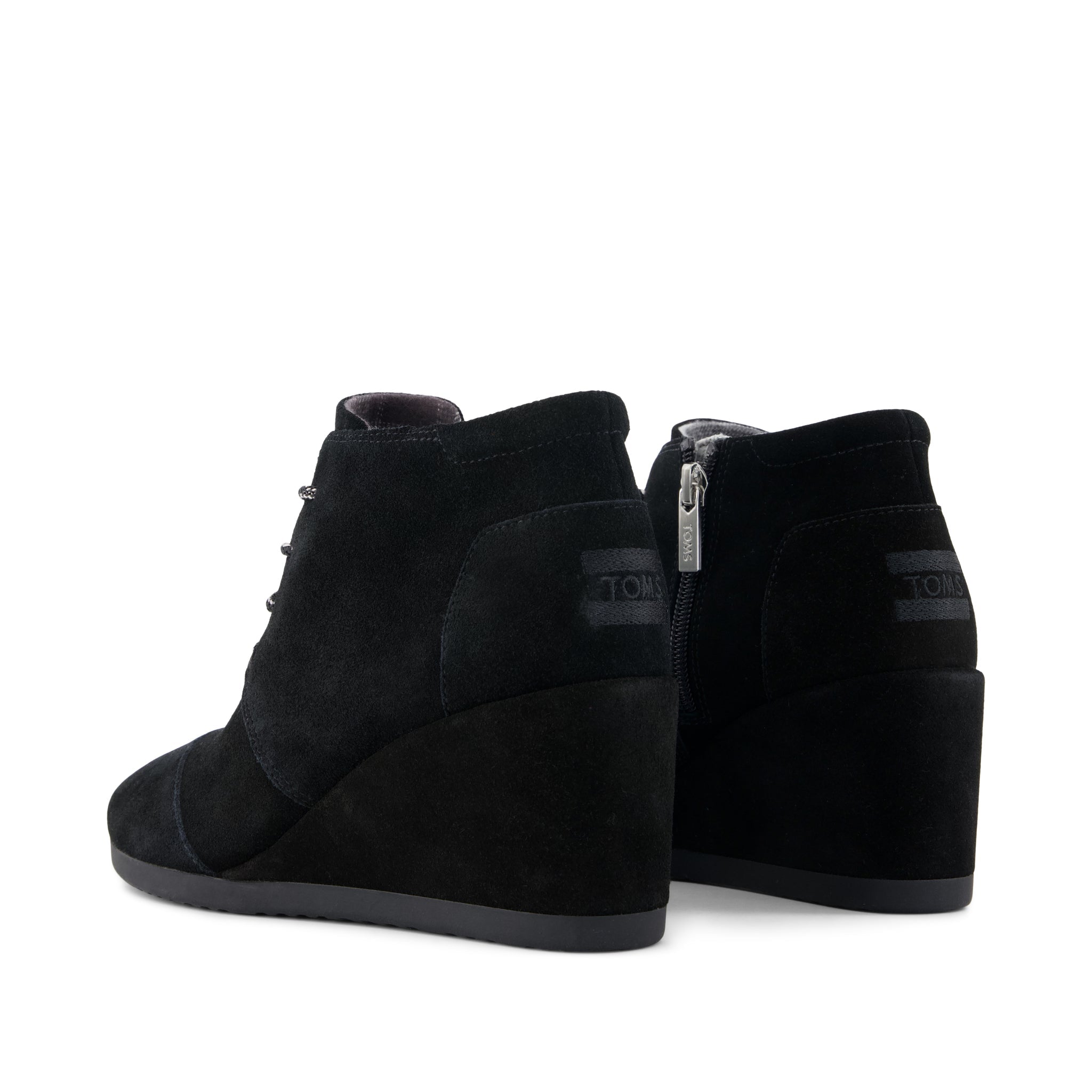 Womens Desert Wedge Ankle Bootie Black Suede - Image 3