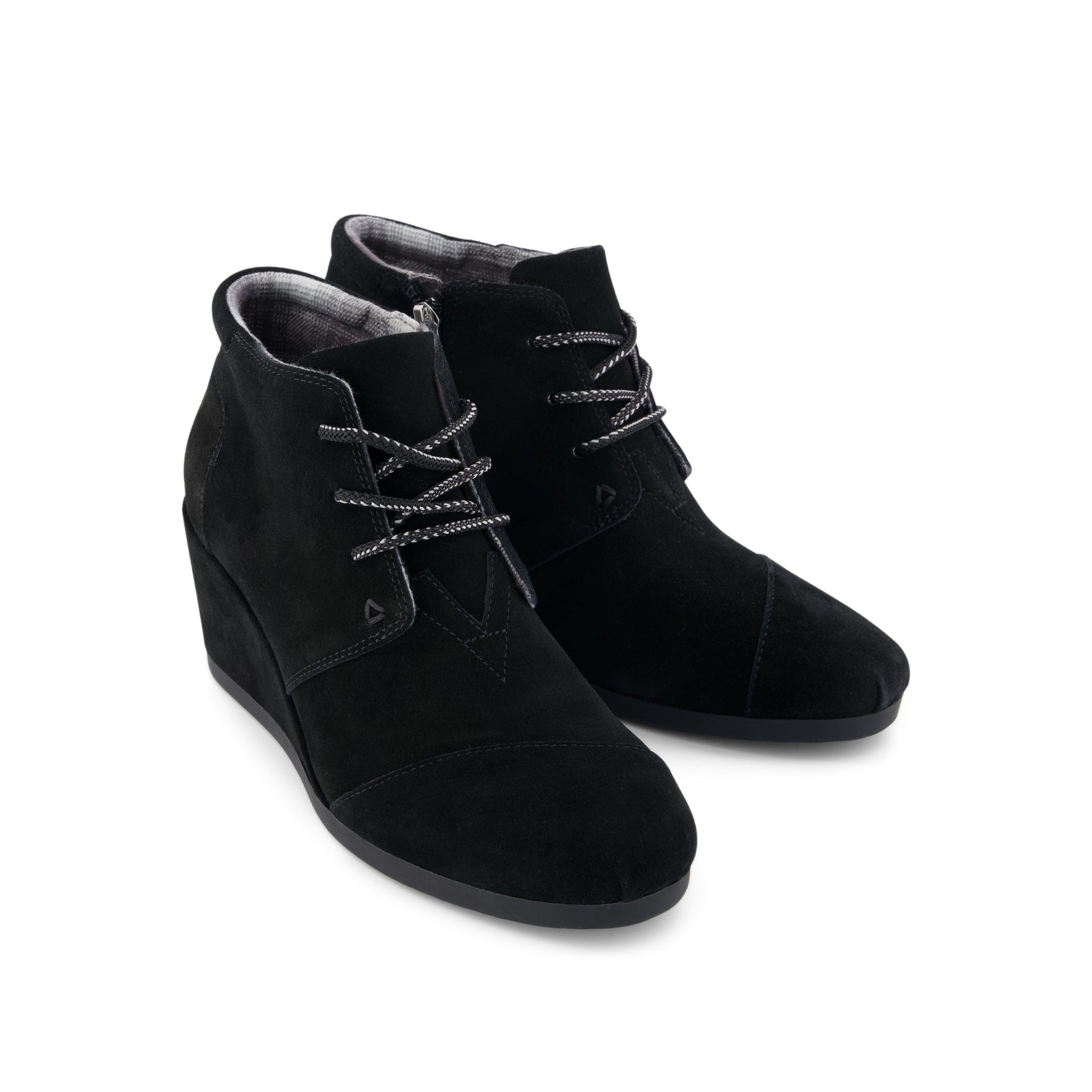 Womens Desert Wedge Ankle Bootie Black Suede - Image 2