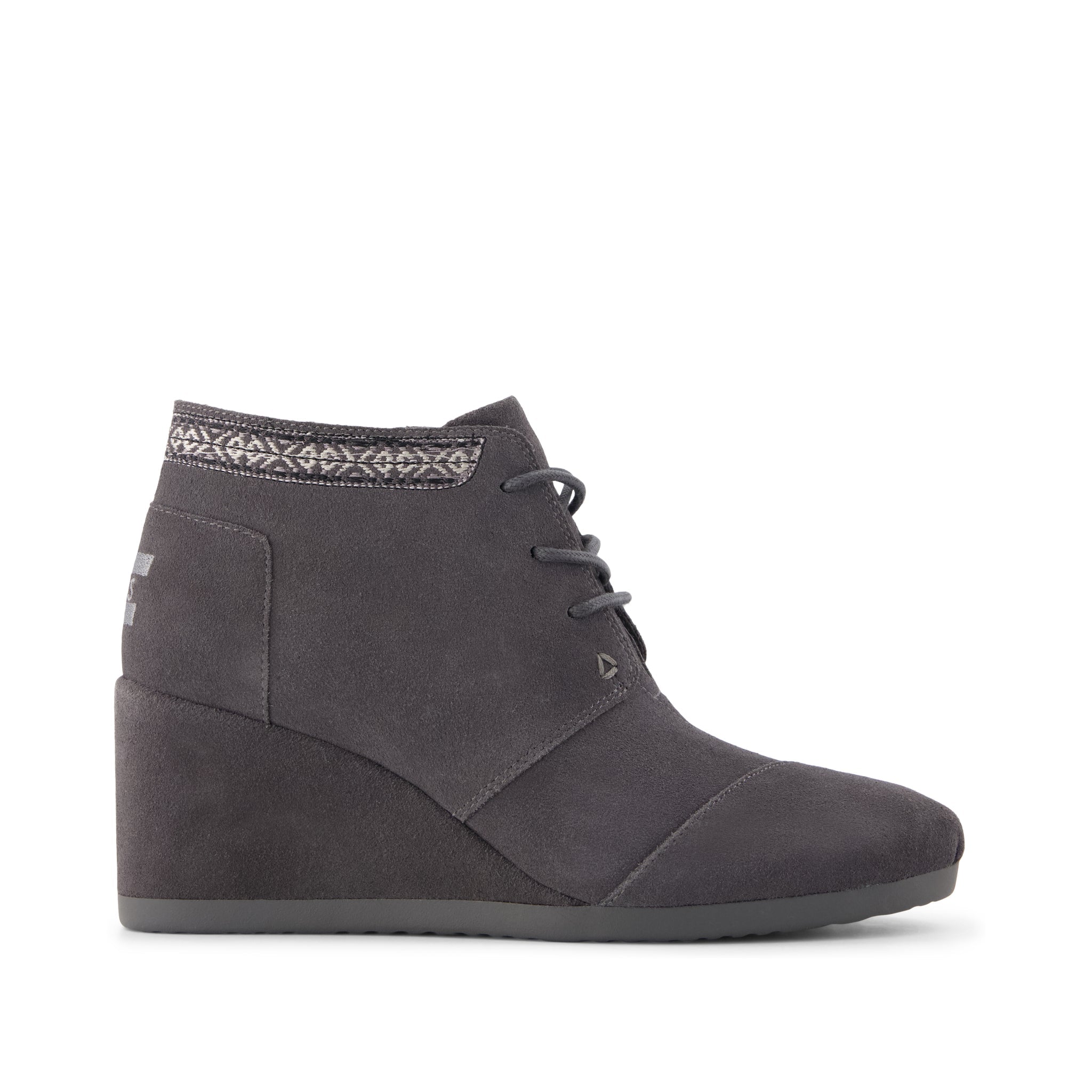 Womens Desert Wedge Ankle Bootie Forged Iron Suede