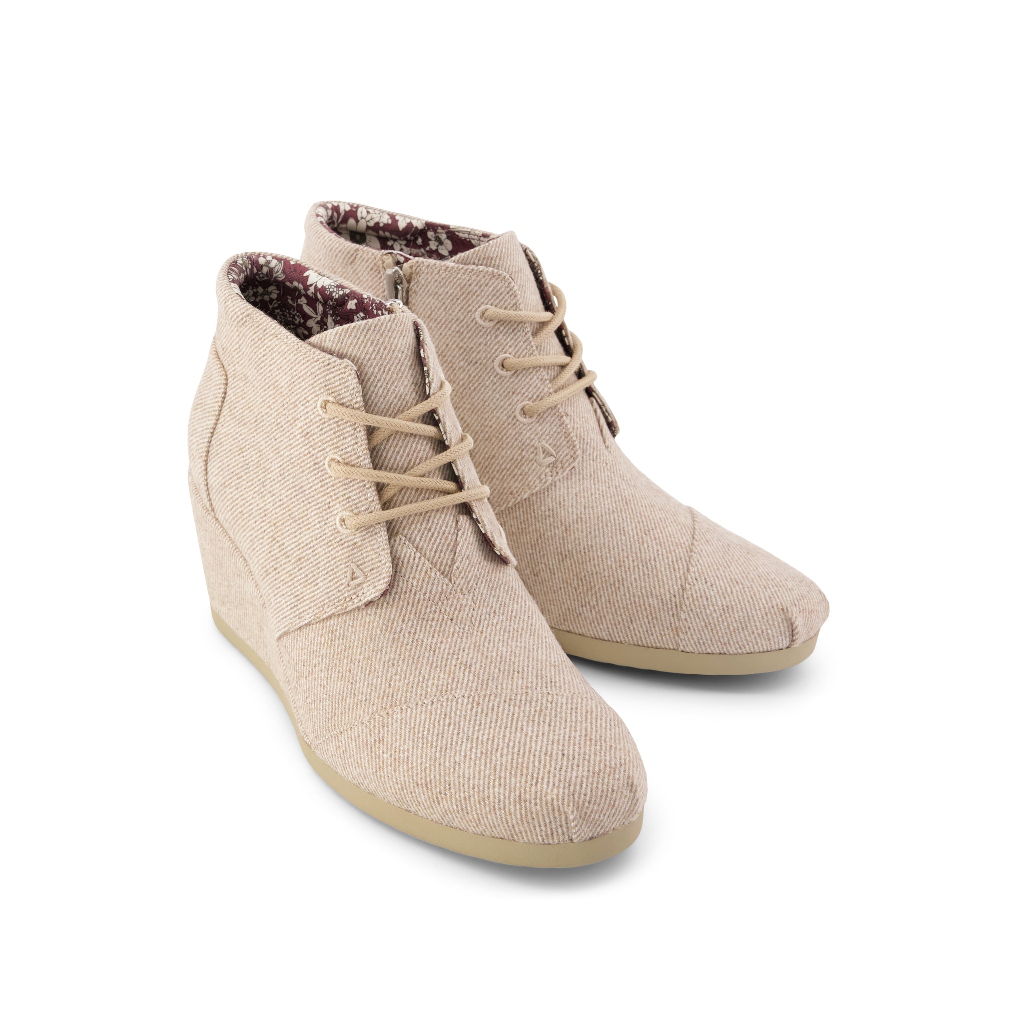 Womens Desert Wedge Ankle Bootie Natural Shimmer Twill - Image 2