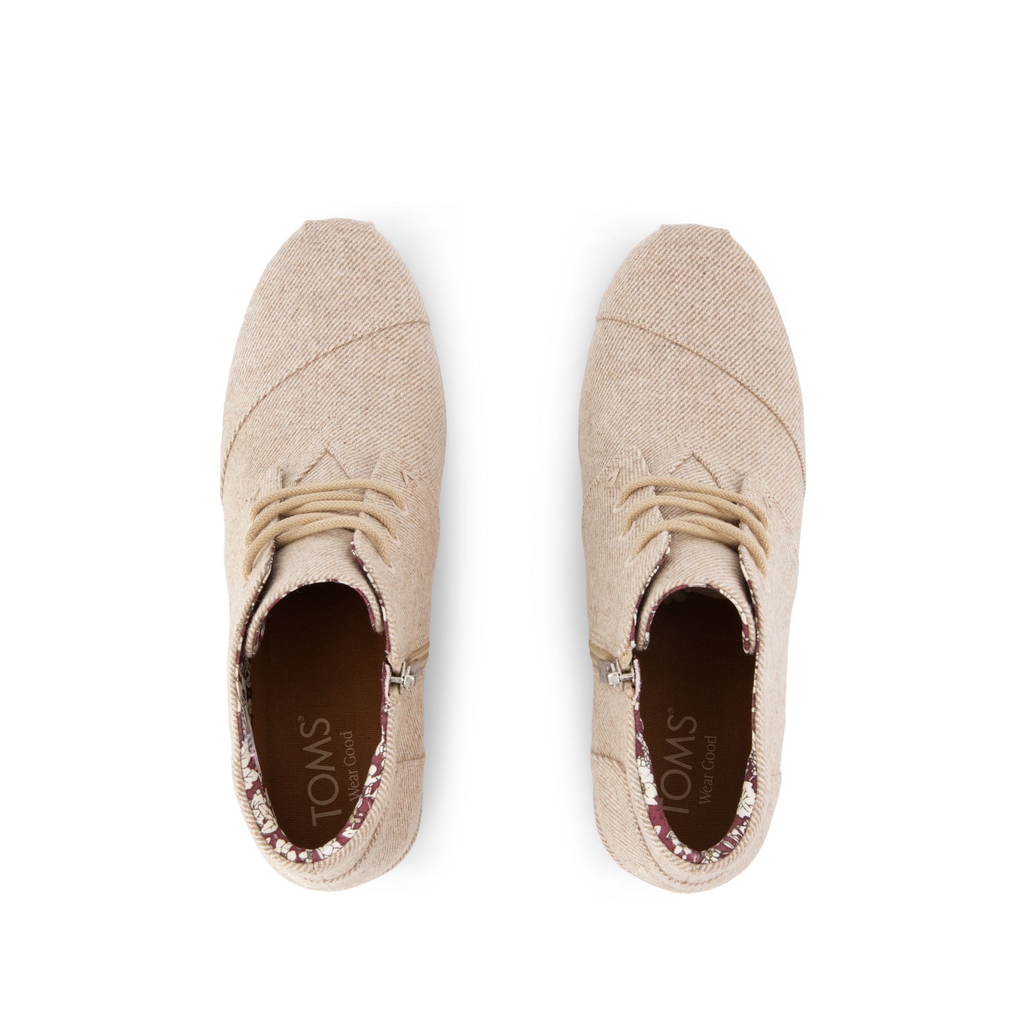 Womens Desert Wedge Ankle Bootie Natural Shimmer Twill - Image 5