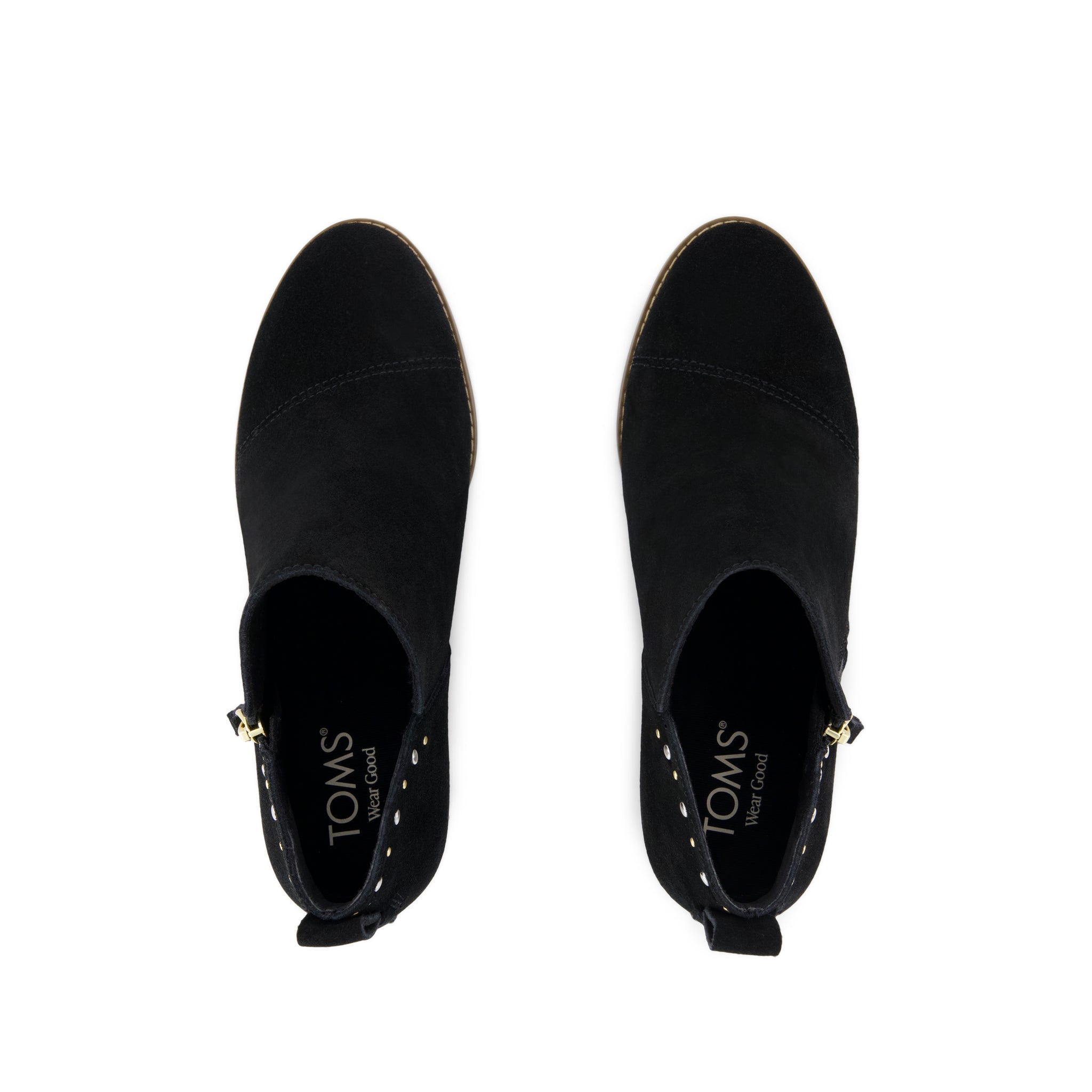 Womens Goldie Wedge Ankle Bootie Black Suede with Studs - Image 6