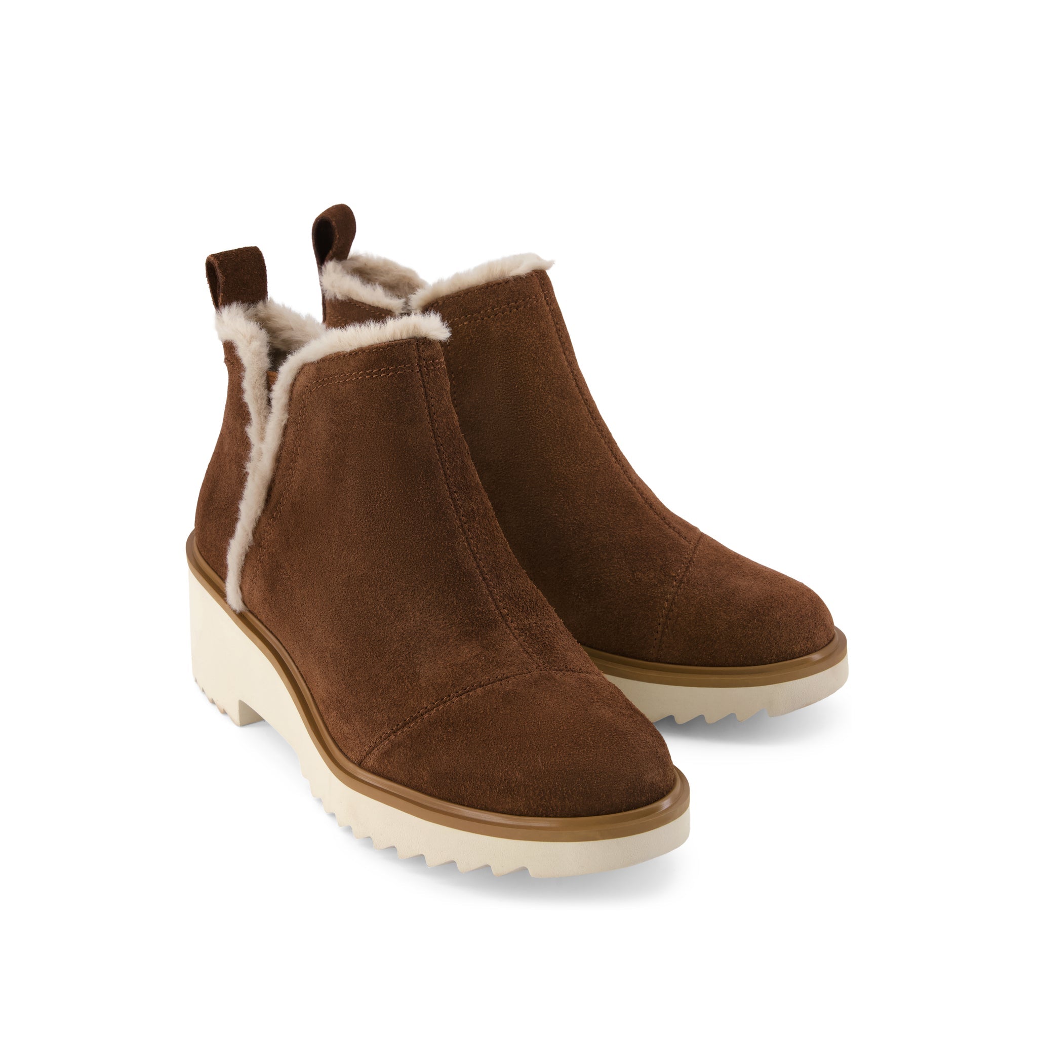 Womens Maude Wedge Boot Hot Cocoa Suede w/ Faux Fur - Image 2