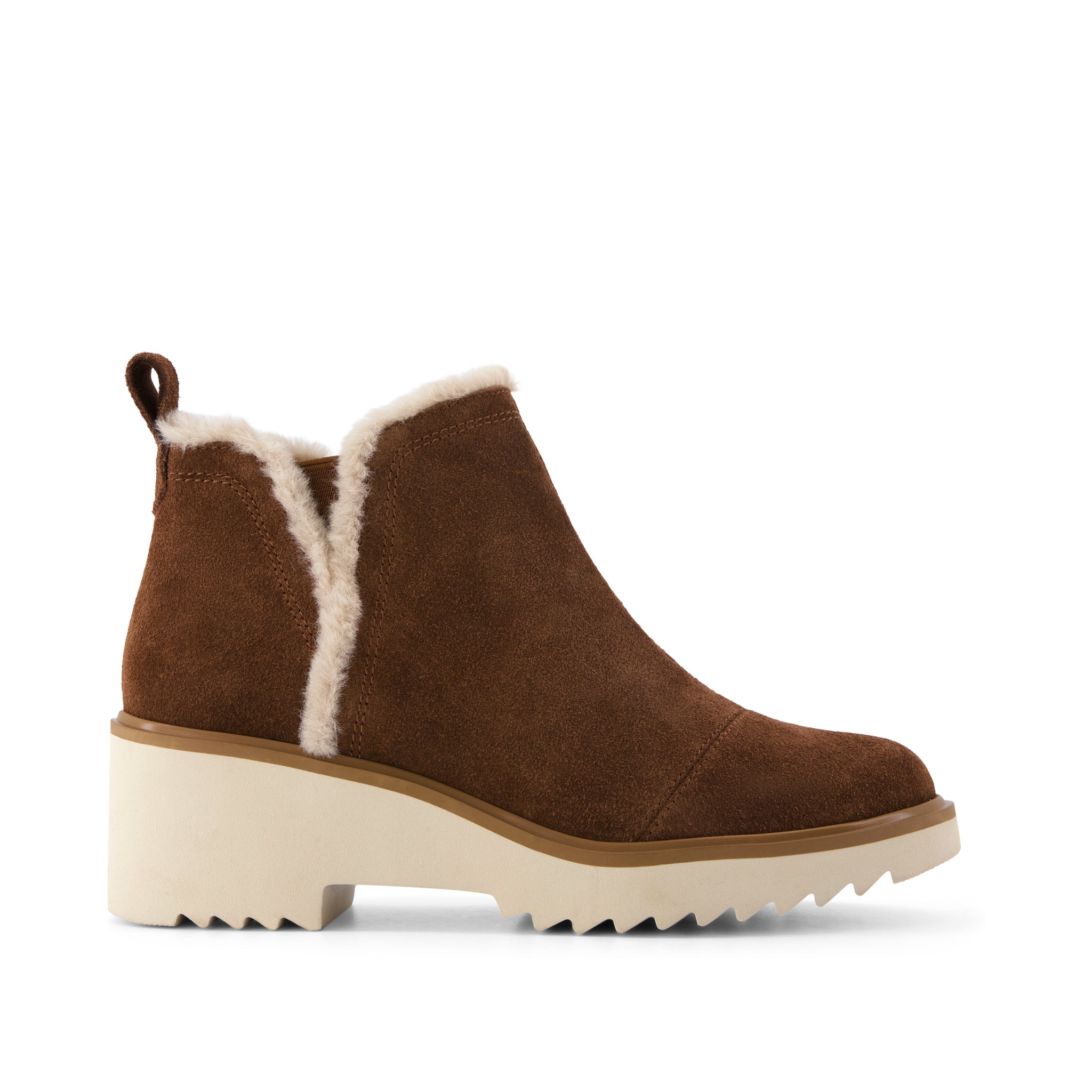 Womens Maude Wedge Boot Hot Cocoa Suede w/ Faux Fur