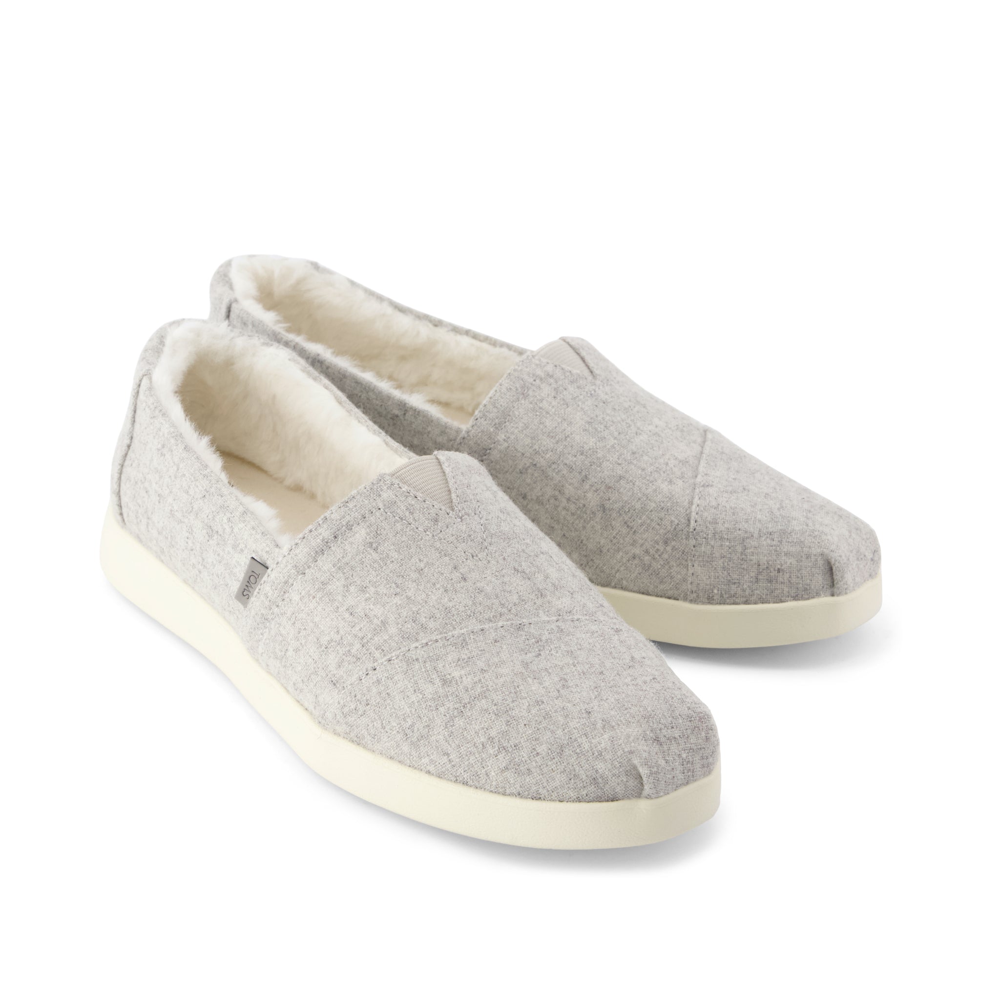 Womens Alpargata Plus Light Grey Heathered Tweed w/ Faux Fur - Image 2