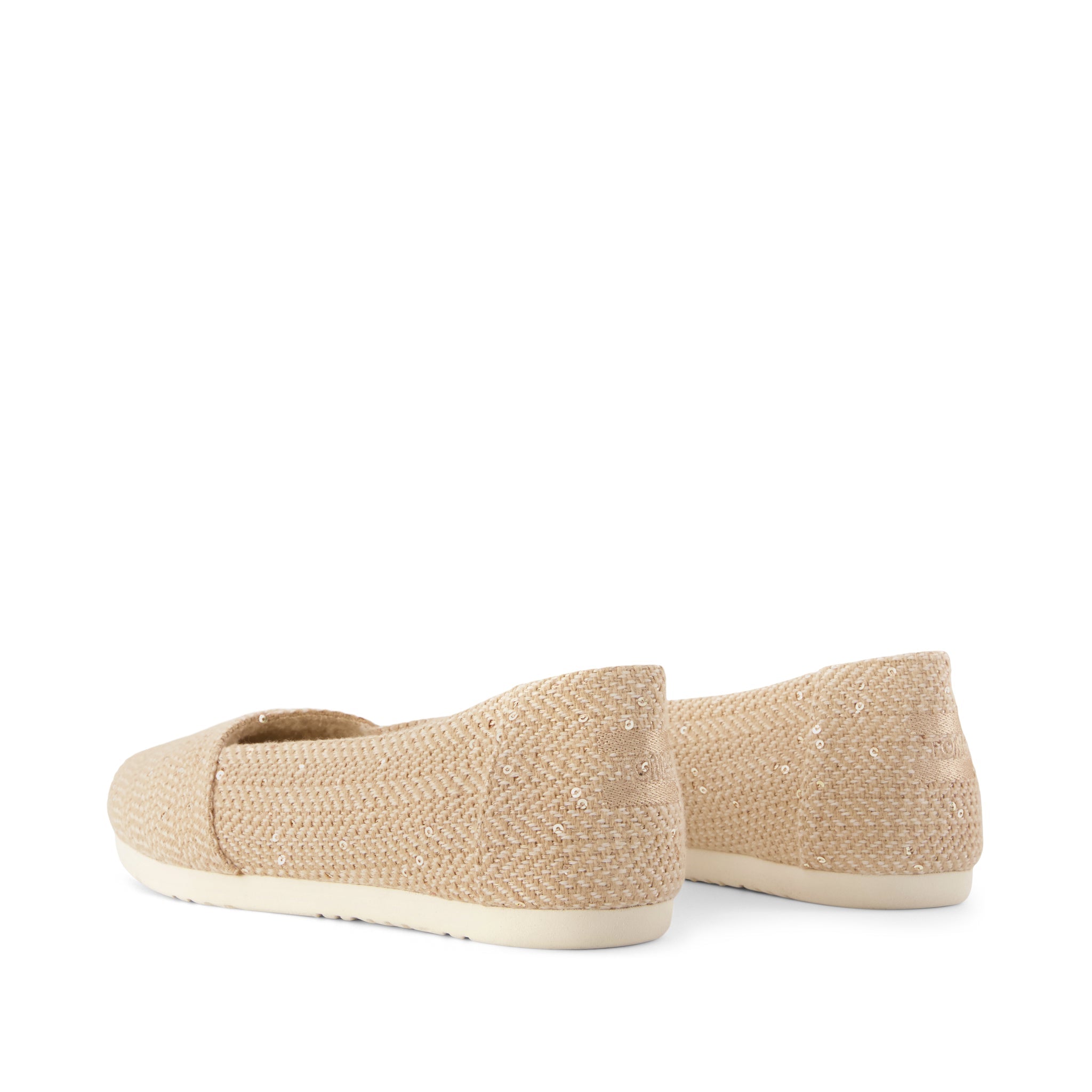 Womens Alpargata Ballet Flat Oatmeal Sequin Herringbone w/ Faux Shearling - Image 3