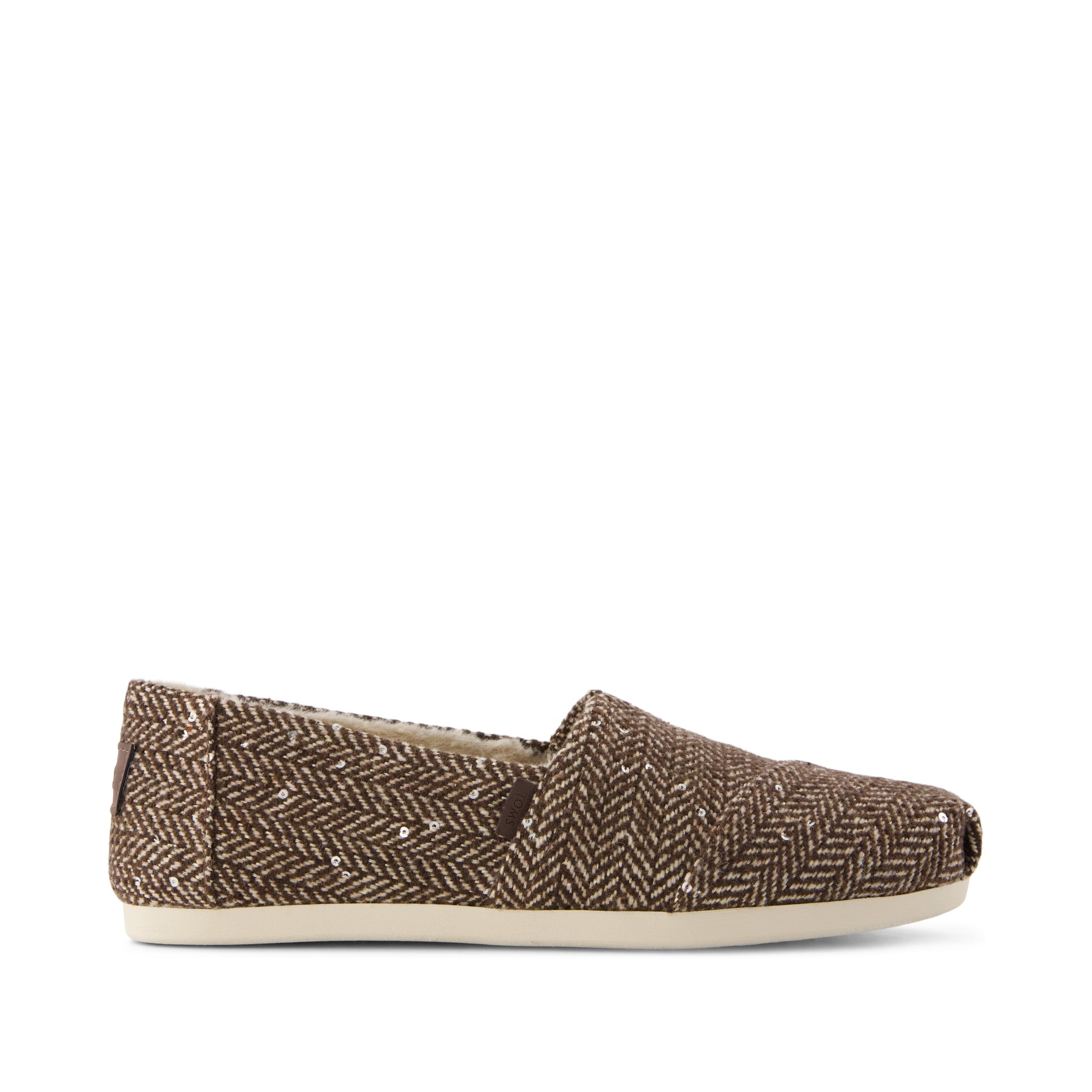 Womens Alpargata Classic Hot Cocoa Sequin Herringbone w/ Faux Fur