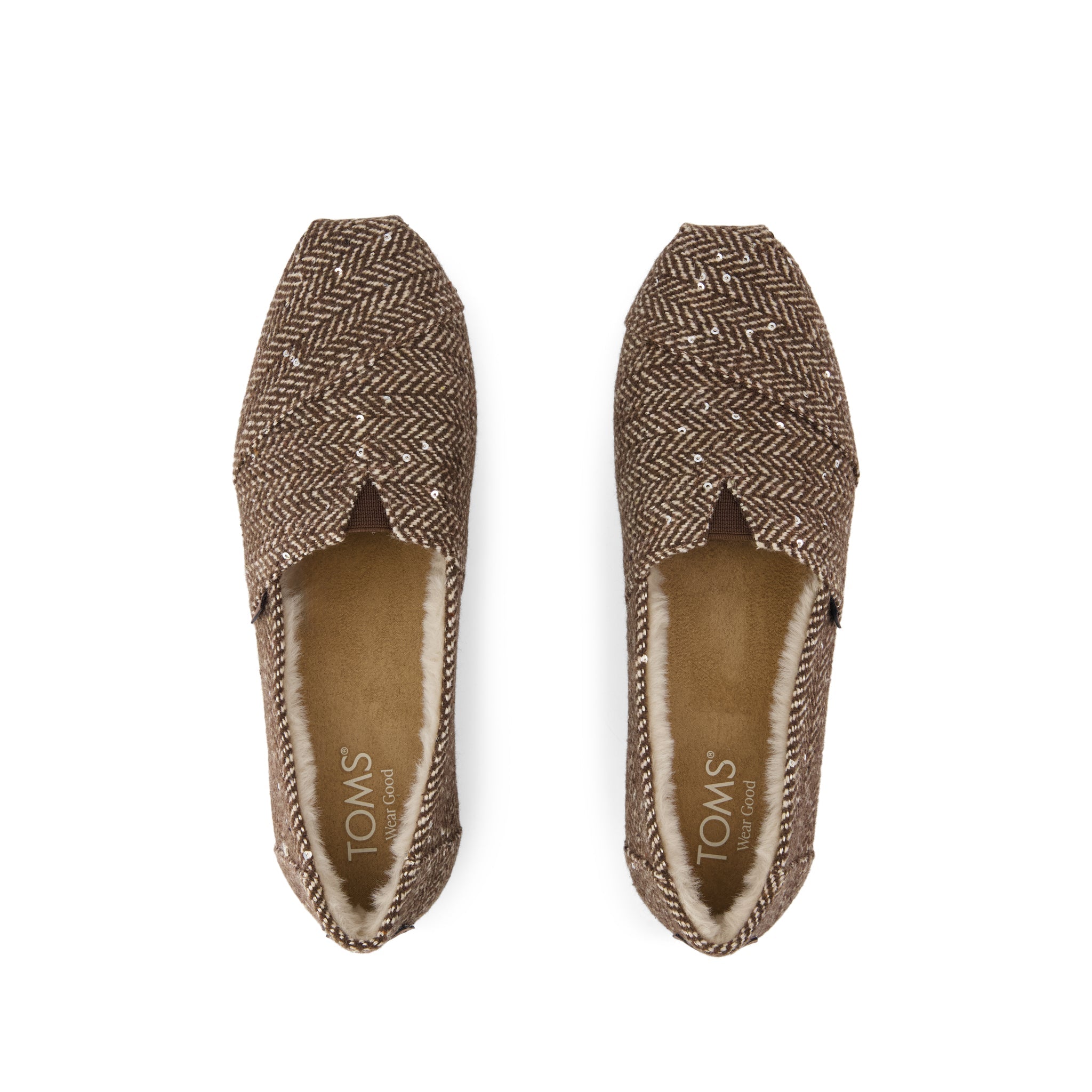 Womens Alpargata Classic Hot Cocoa Sequin Herringbone w/ Faux Fur - Image 5
