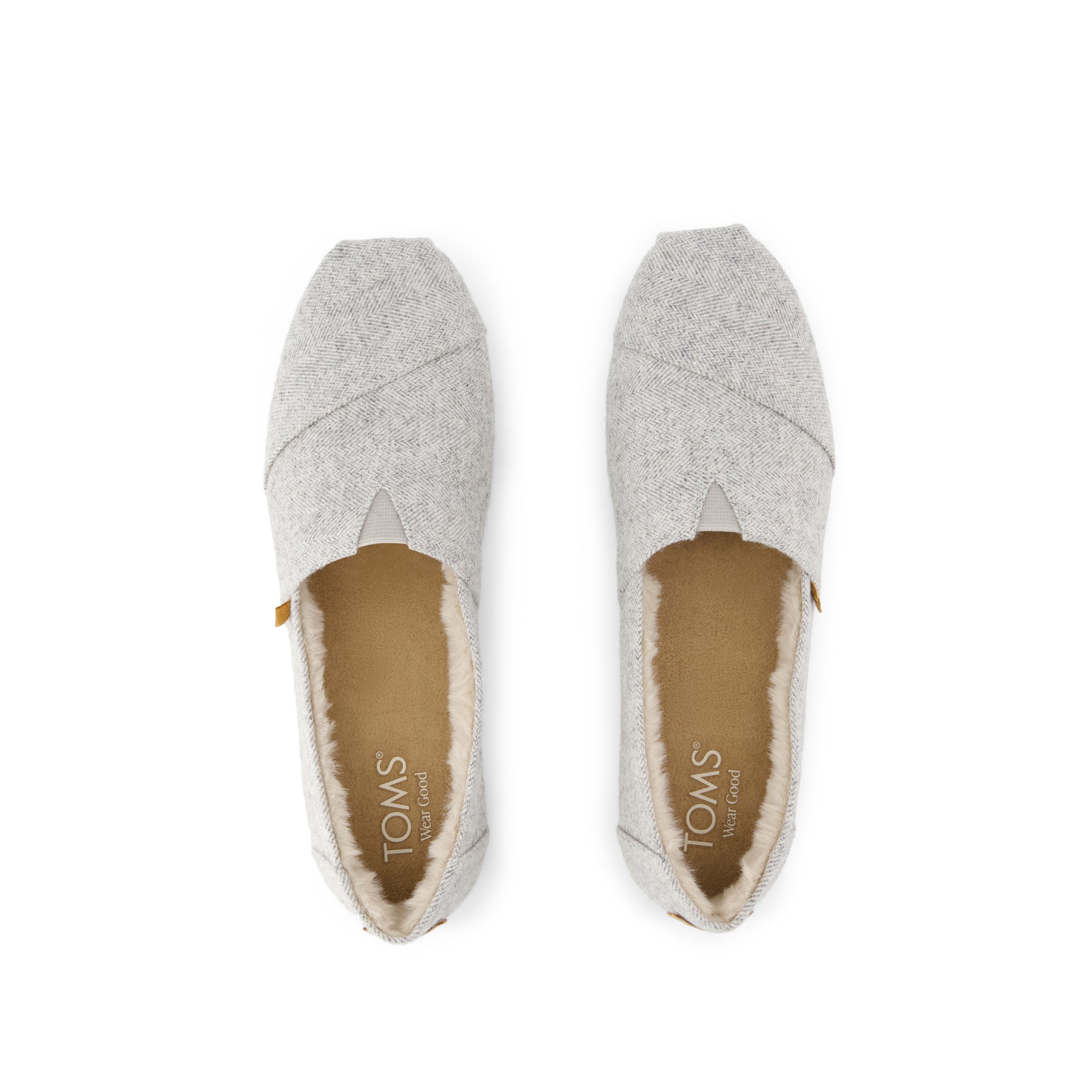 Womens Alpargata Classic Light Grey Heritage Herringbone w/ Faux Fur - Image 5