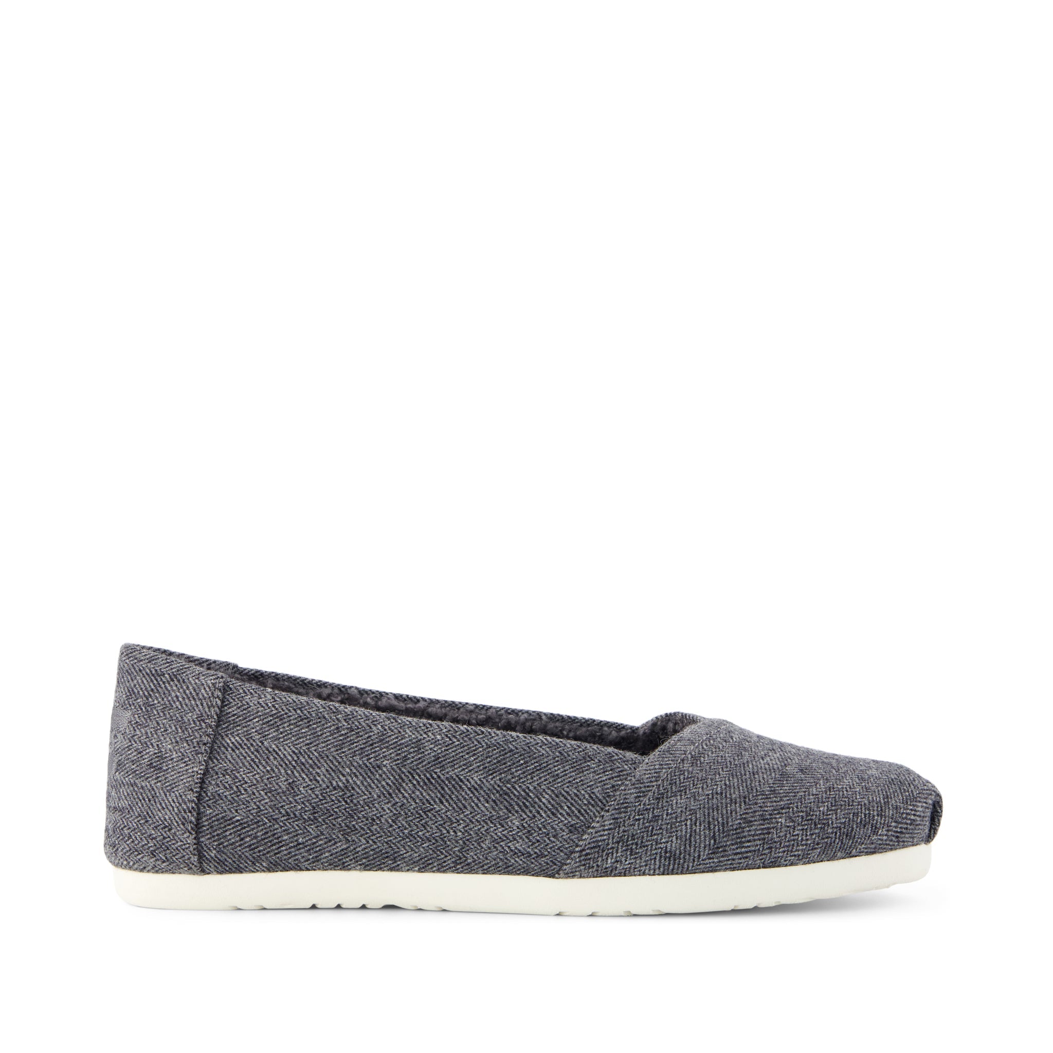 Womens Alpargata Ballet Flat Charcoal Heritage Herringbone w/ Faux Shearling