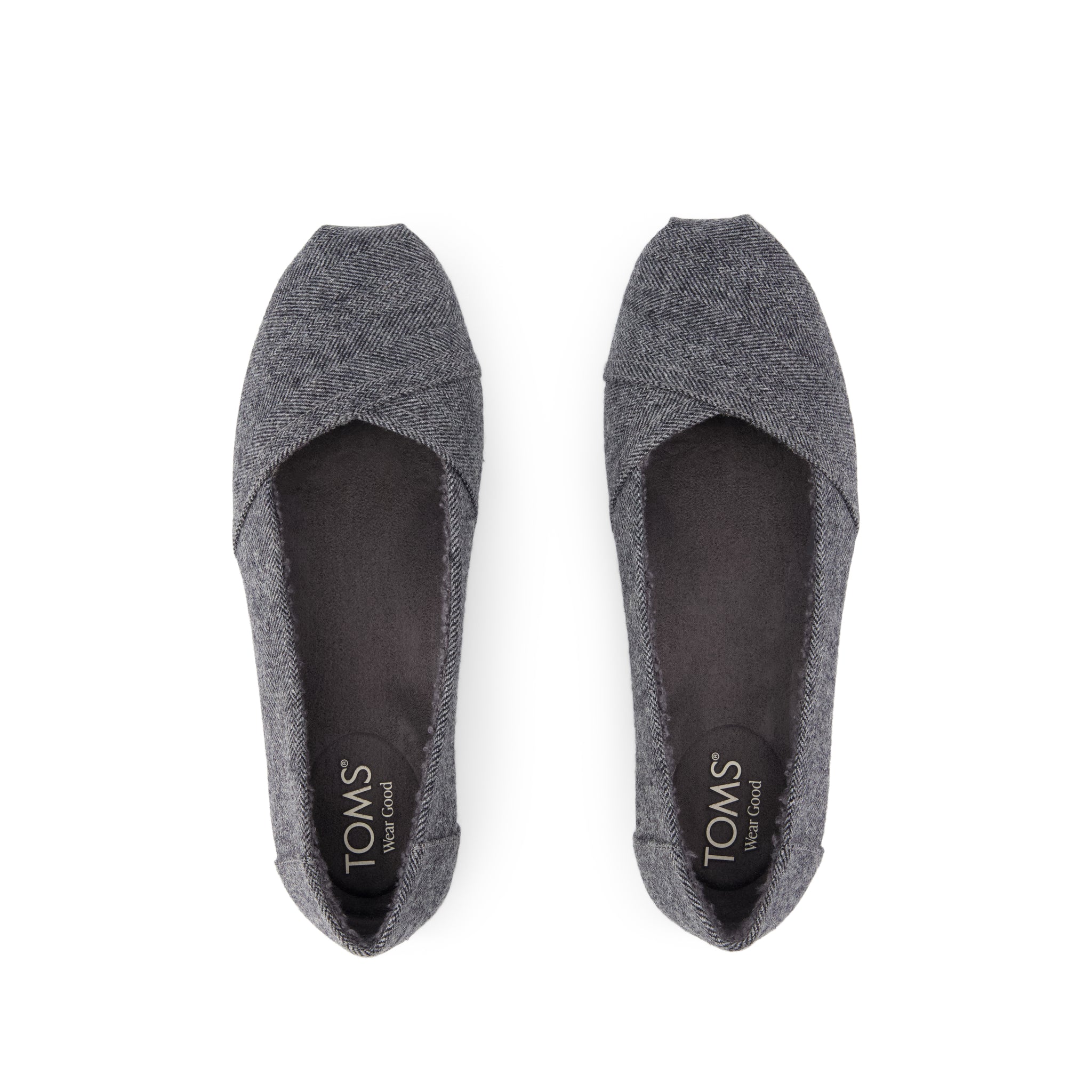 Womens Alpargata Ballet Flat Charcoal Heritage Herringbone w/ Faux Shearling - Image 5