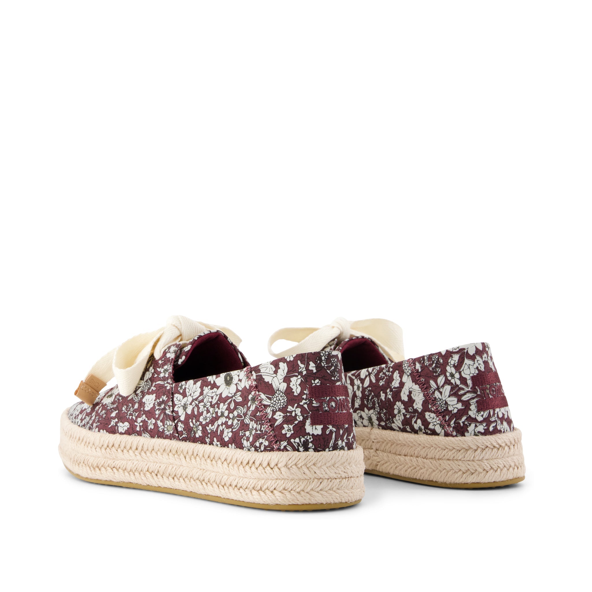 Womens Carolina Lace-Up Espadrille Burgundy Floral Print - Image 3