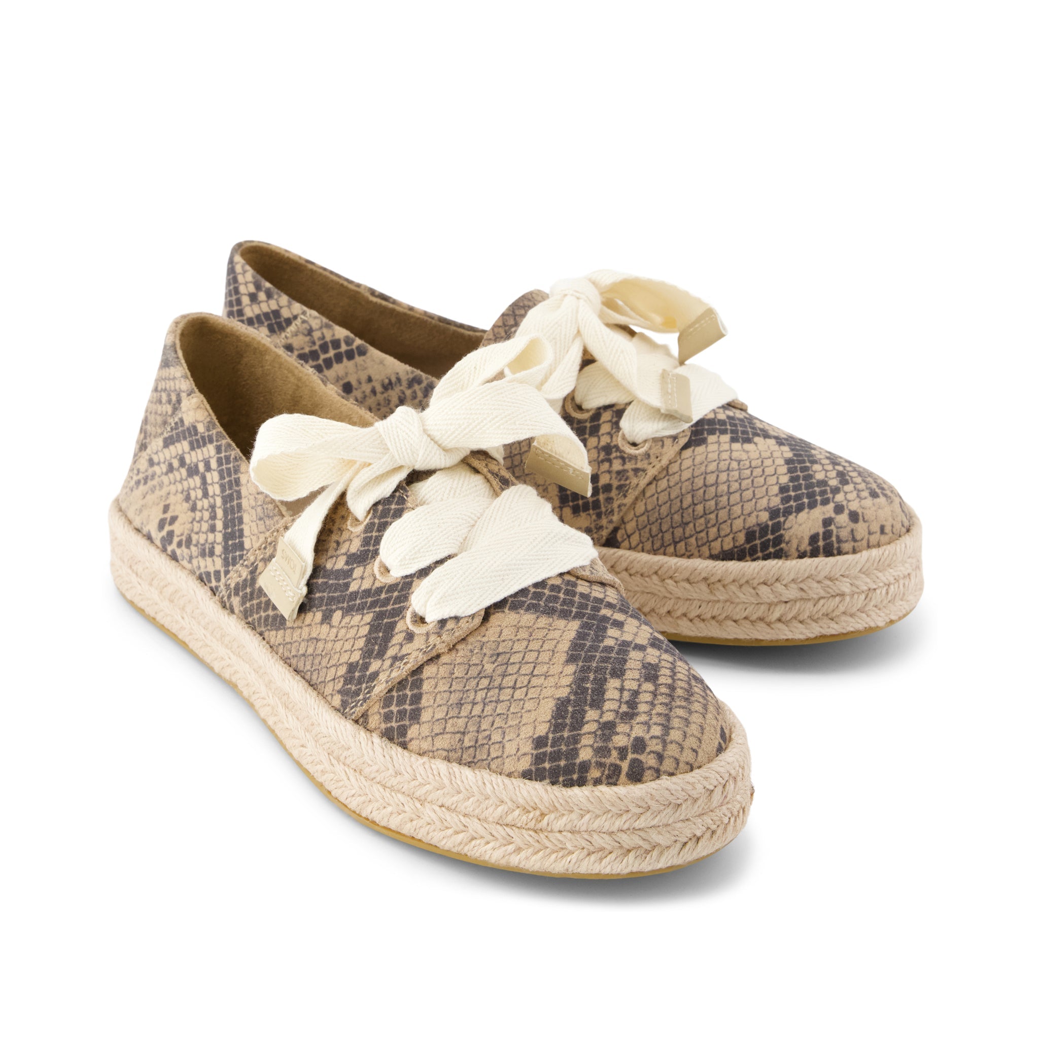 Womens Carolina Lace-Up Espadrille Taupe Snake Print Suede - Image 2