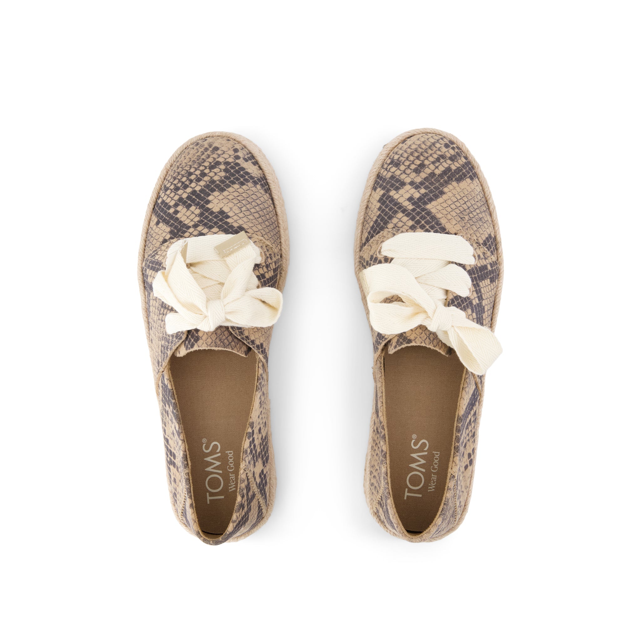 Womens Carolina Lace-Up Espadrille Taupe Snake Print Suede - Image 5