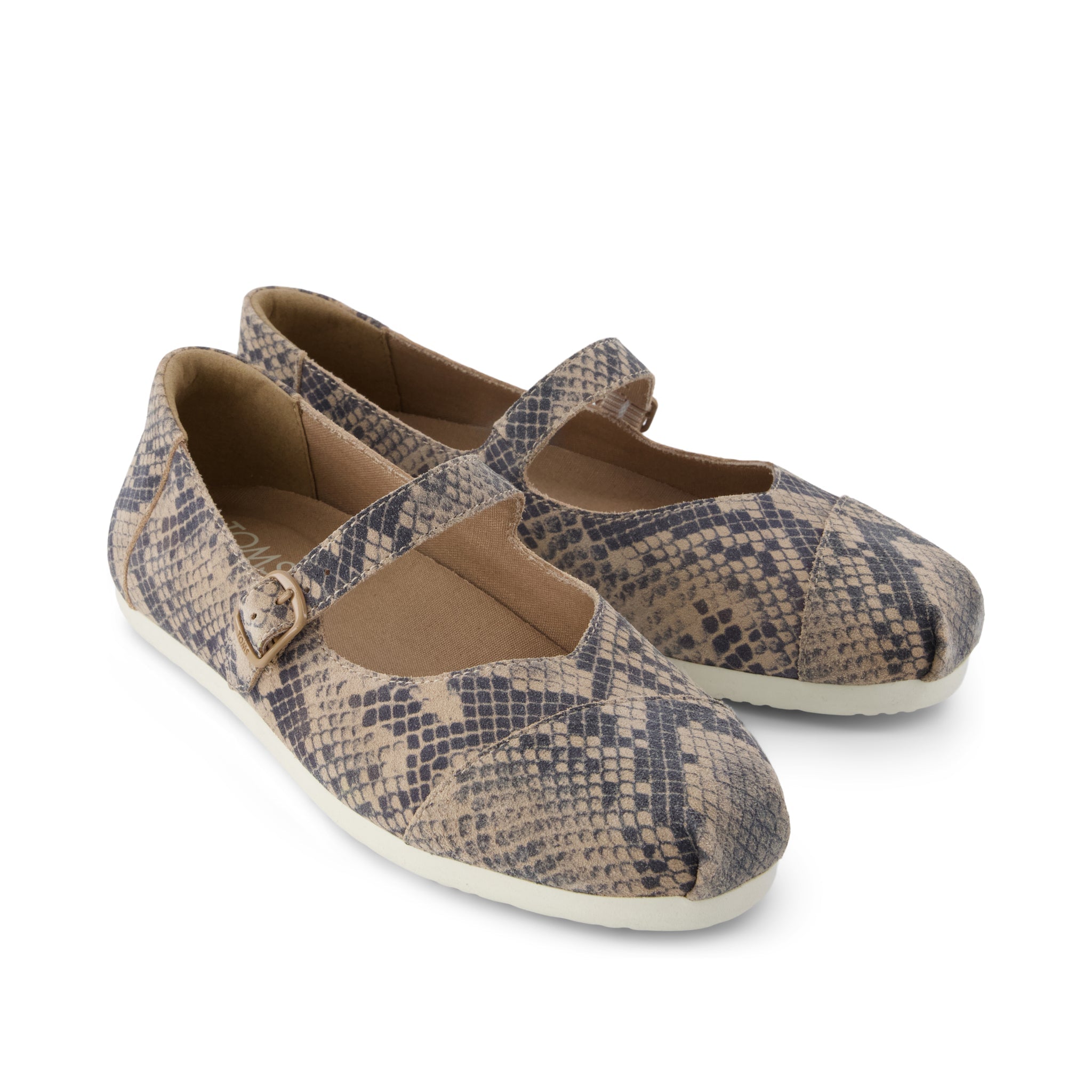 Womens Alpargata Mary Jane Taupe Snake Print Suede - Image 3