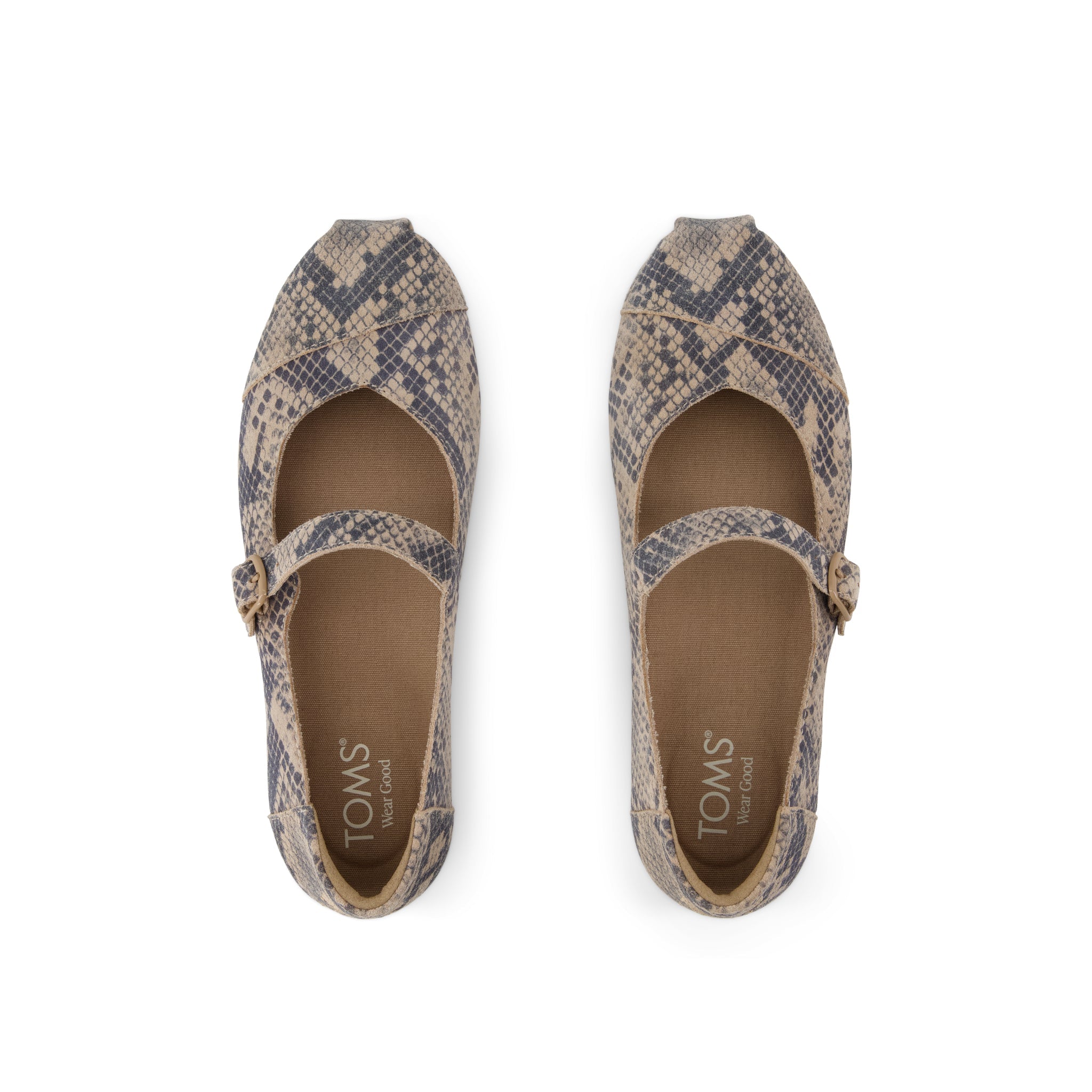 Womens Alpargata Mary Jane Taupe Snake Print Suede - Image 6