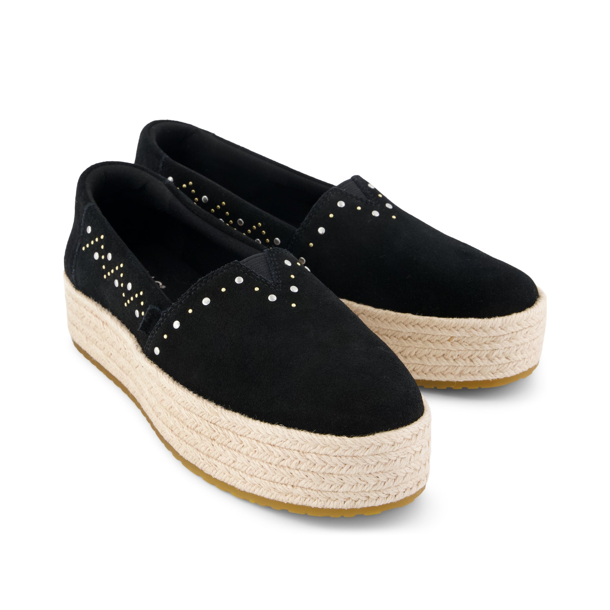 Womens Valencia Platform Espadrille Black Suede - Image 3