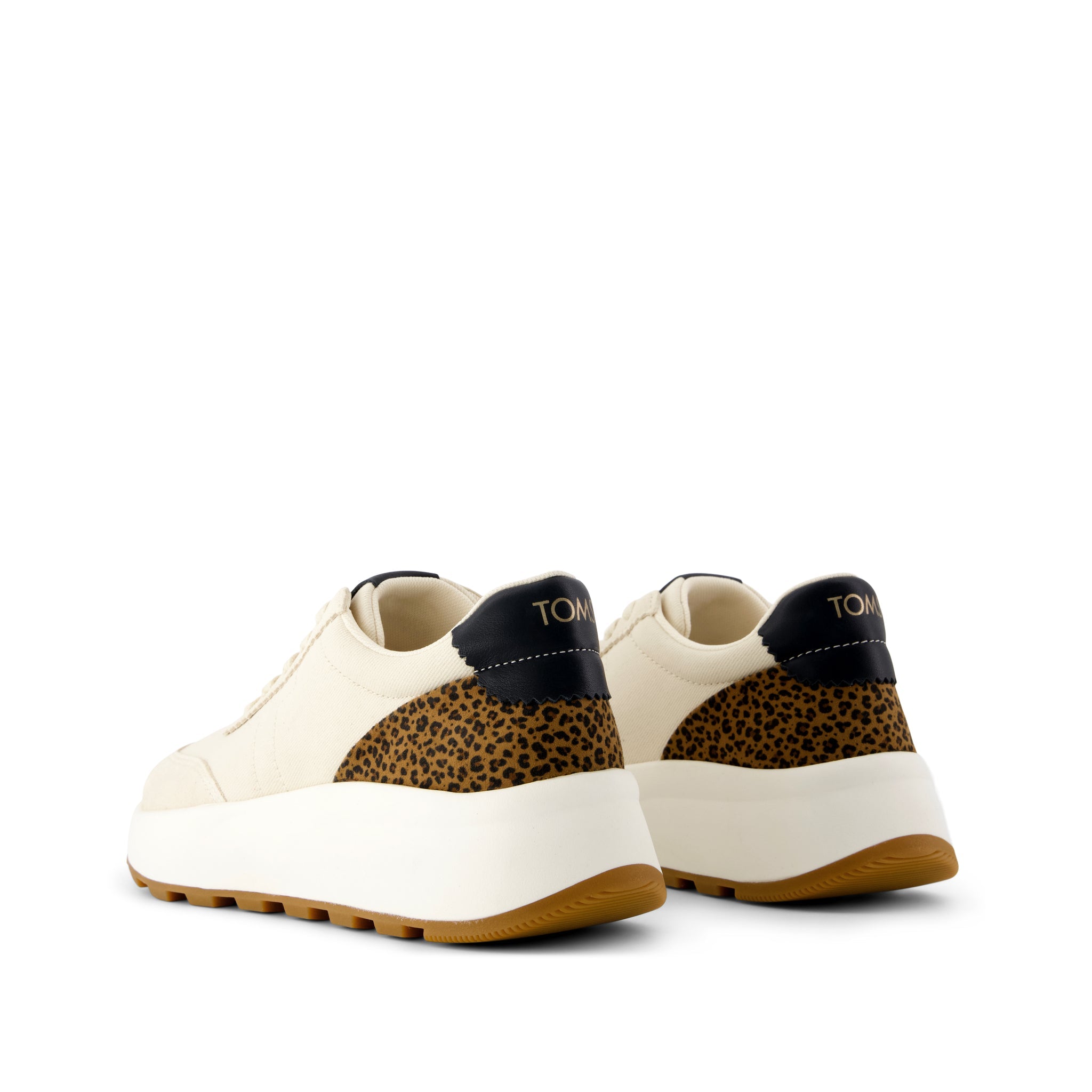 Womens TRVL Lite Wedge Sneaker Water Repellent Cream Cheetah Print Vintage Twill - Image 4
