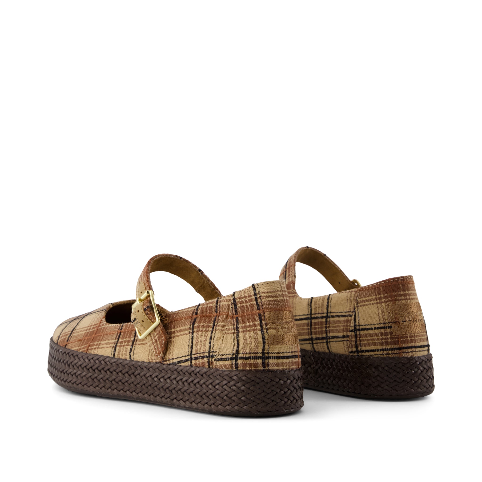 Womens Carolina Mary Jane Espadrille Toffee Textured Plaid - Image 4
