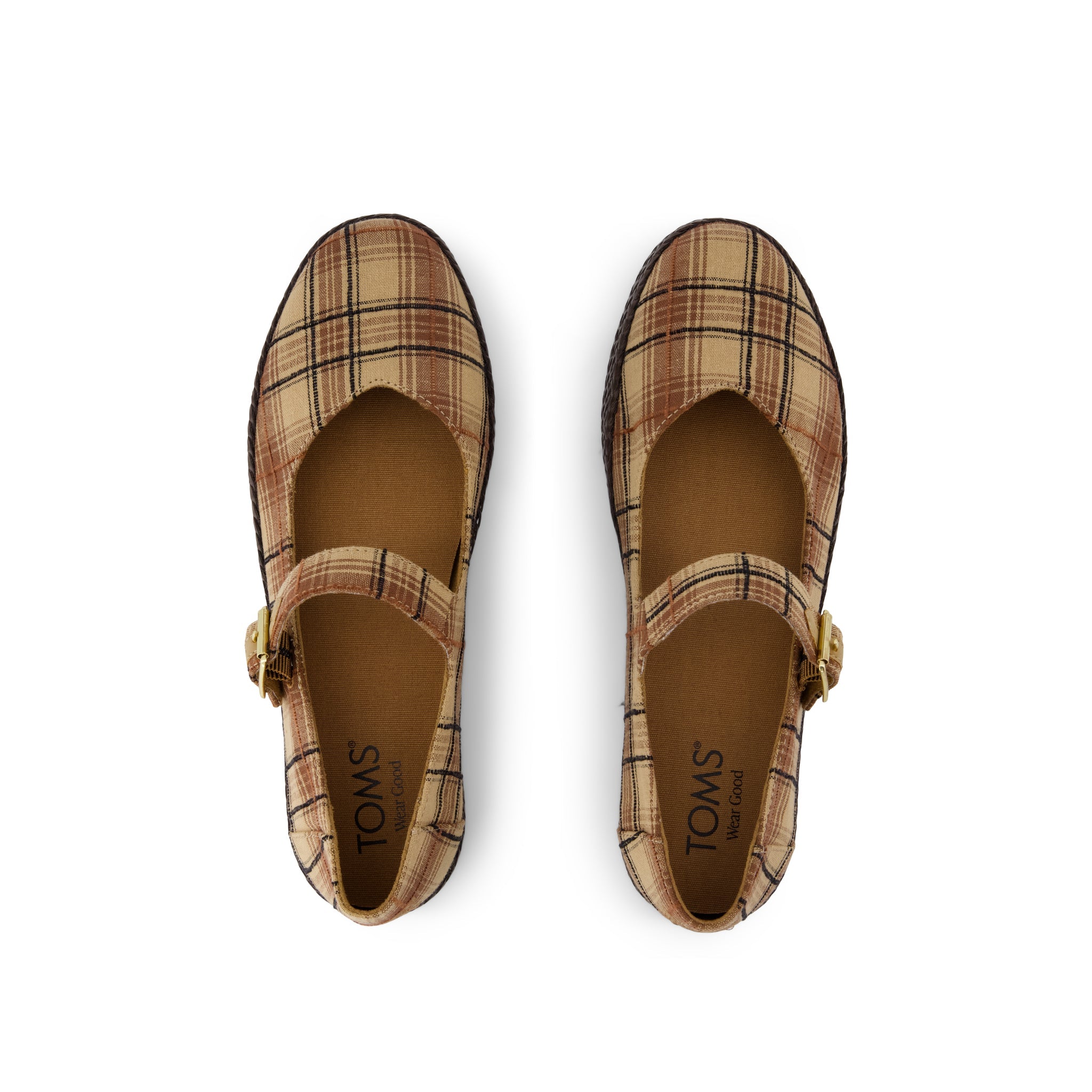 Womens Carolina Mary Jane Espadrille Toffee Textured Plaid - Image 6