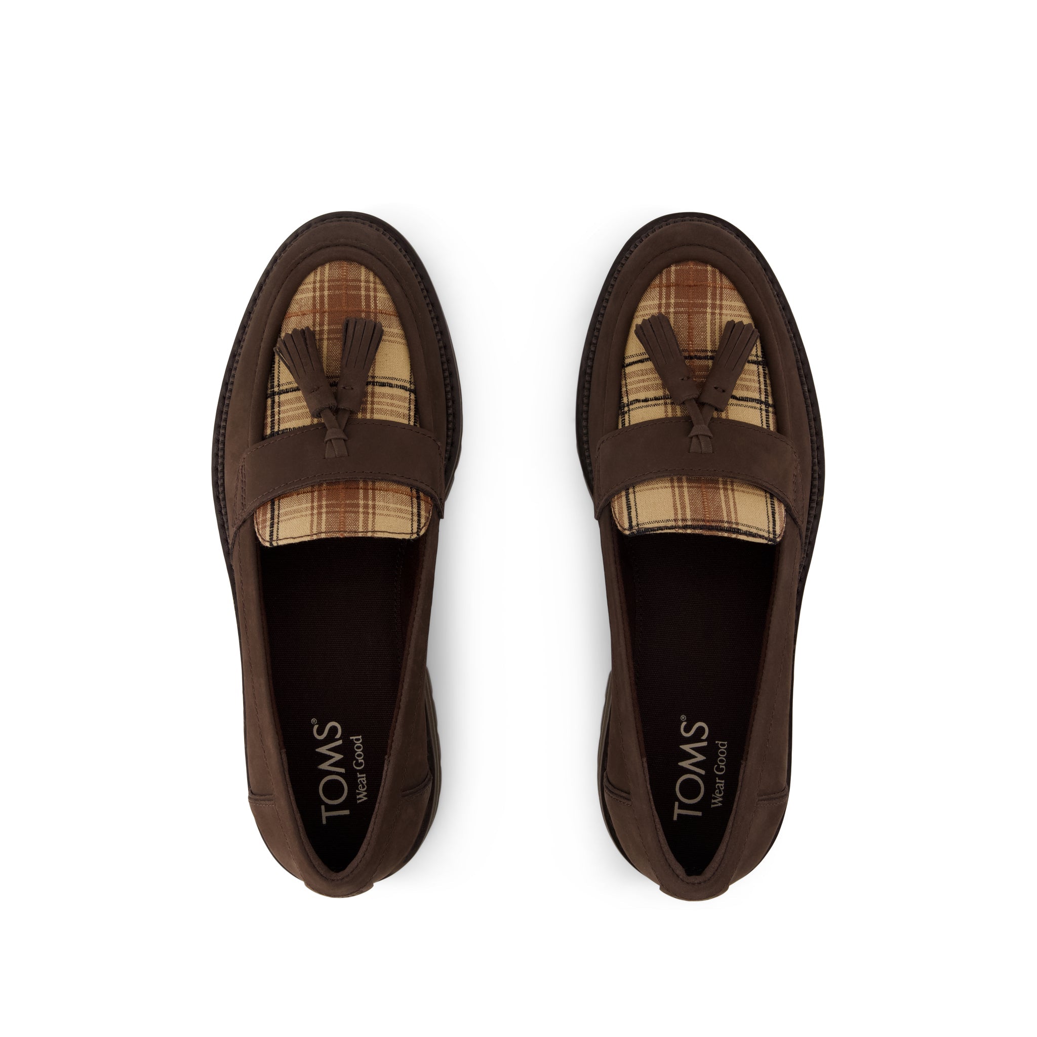 Womens Cara Tassel Loafer Chocolate Brown Plaid - Image 6