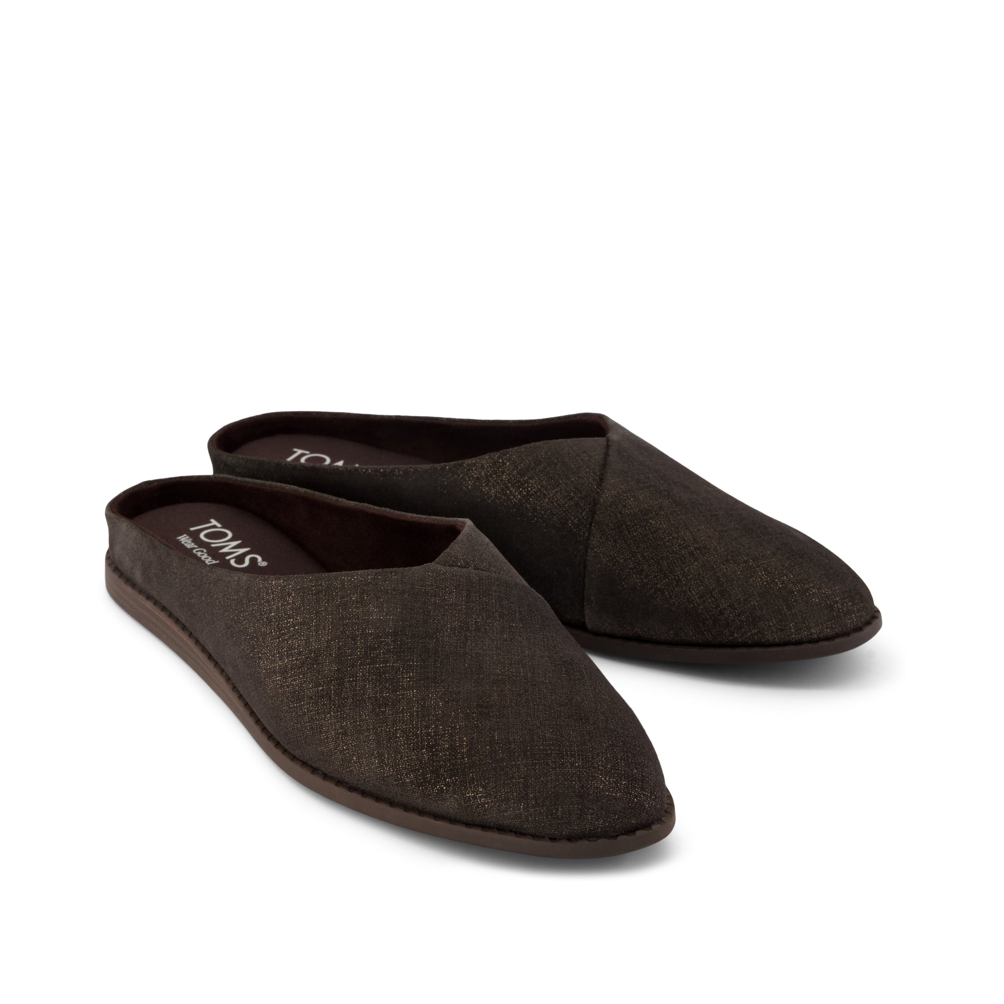 Womens Amelia Mule Chocolate Brown Metallic Suede - Image 3