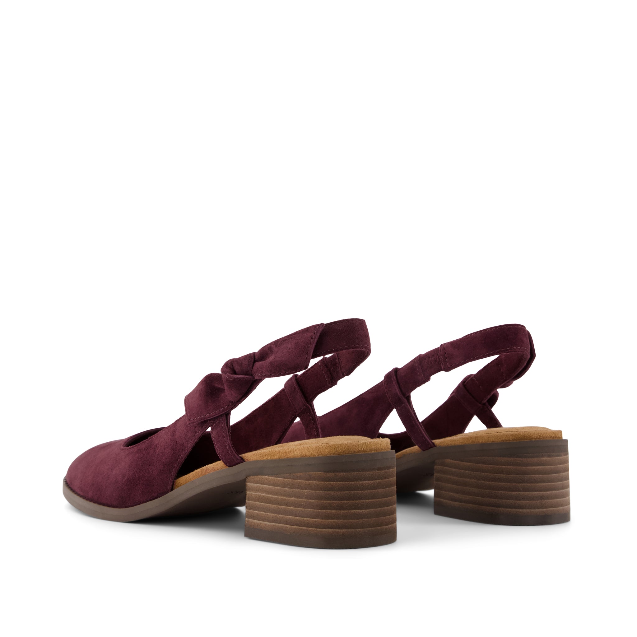 Womens Jaclyn Slingback Bow Heel Burgundy Kid Suede - Image 4