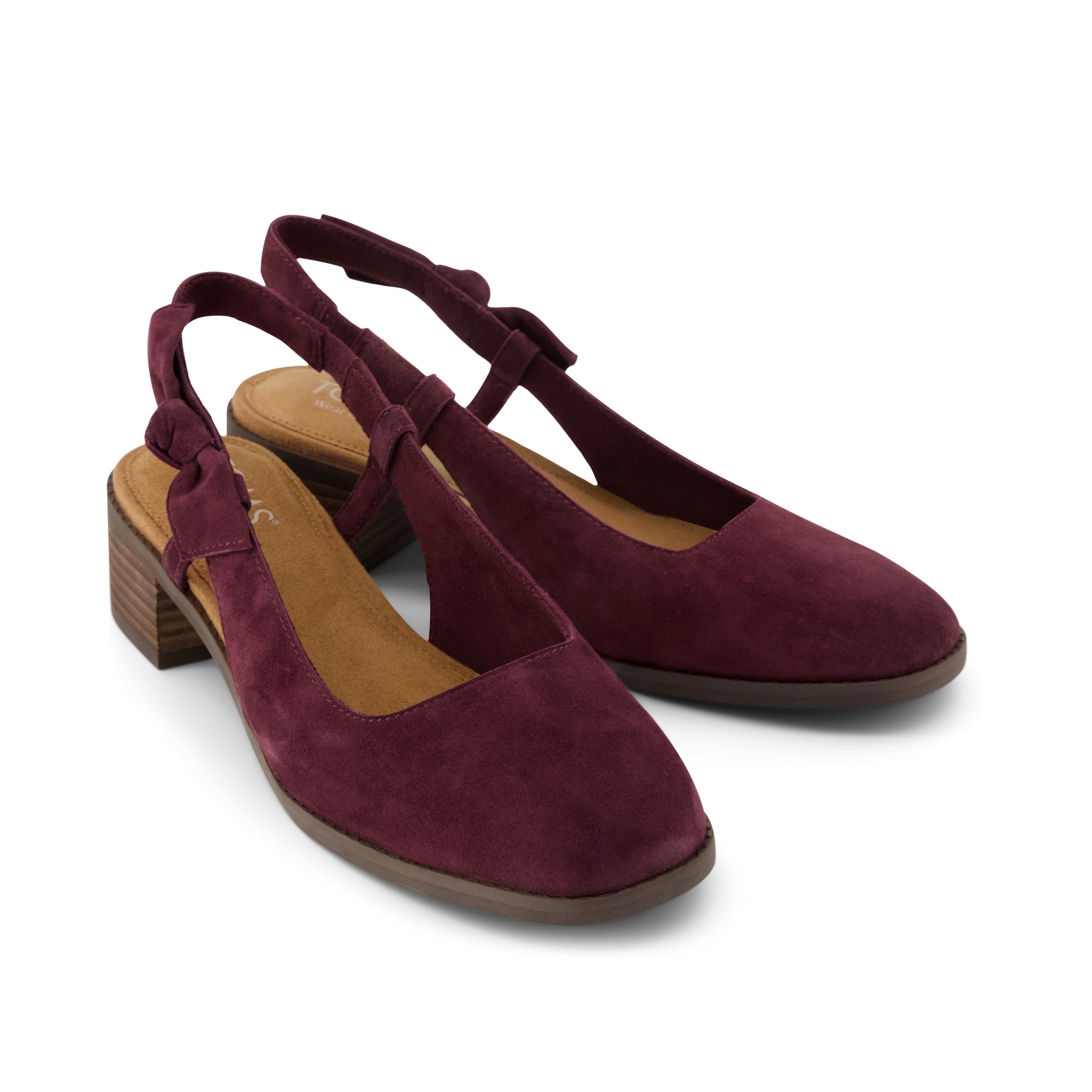 Womens Jaclyn Slingback Bow Heel Burgundy Kid Suede - Image 3