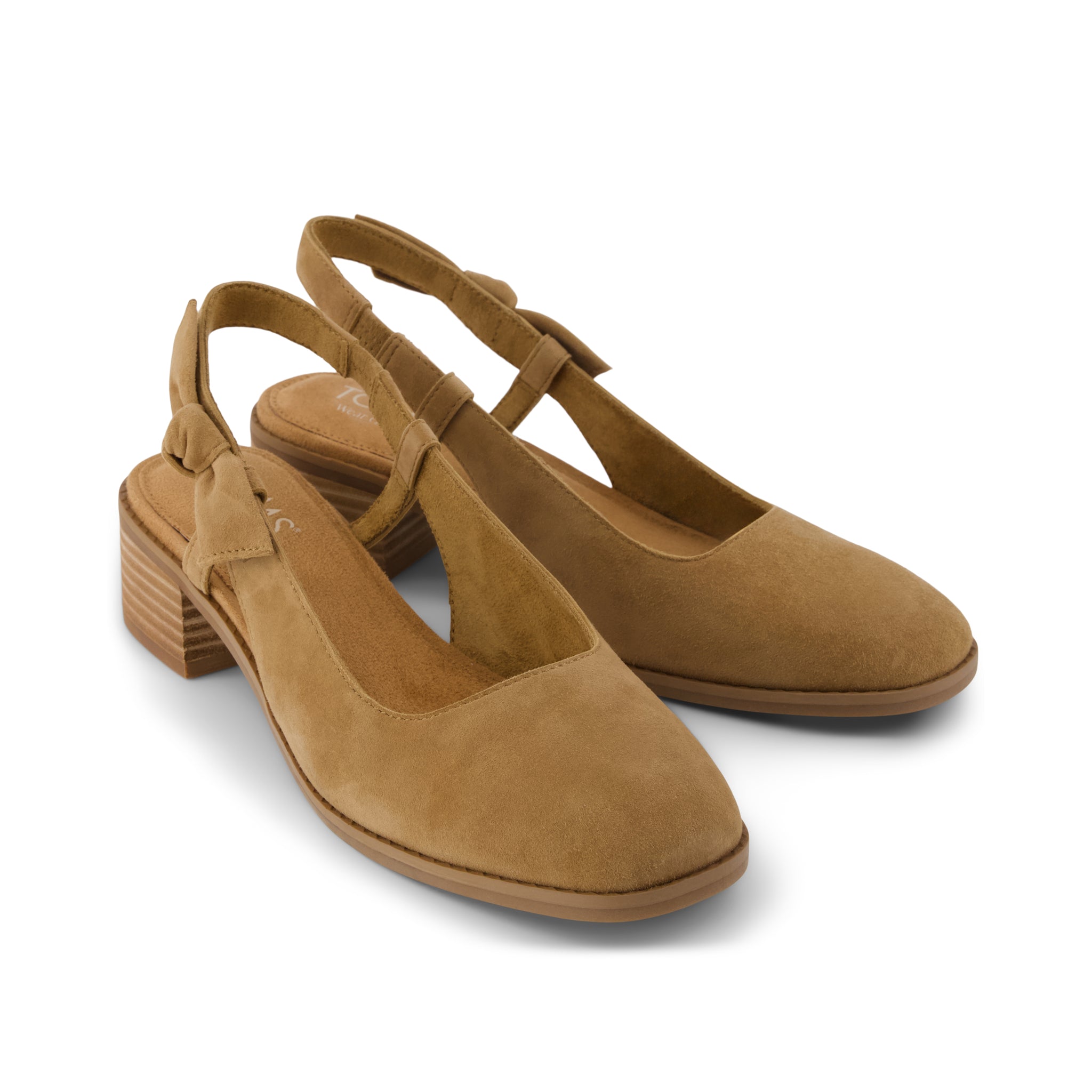 Womens Jaclyn Slingback Bow Heel Toffee Kid Suede - Image 3