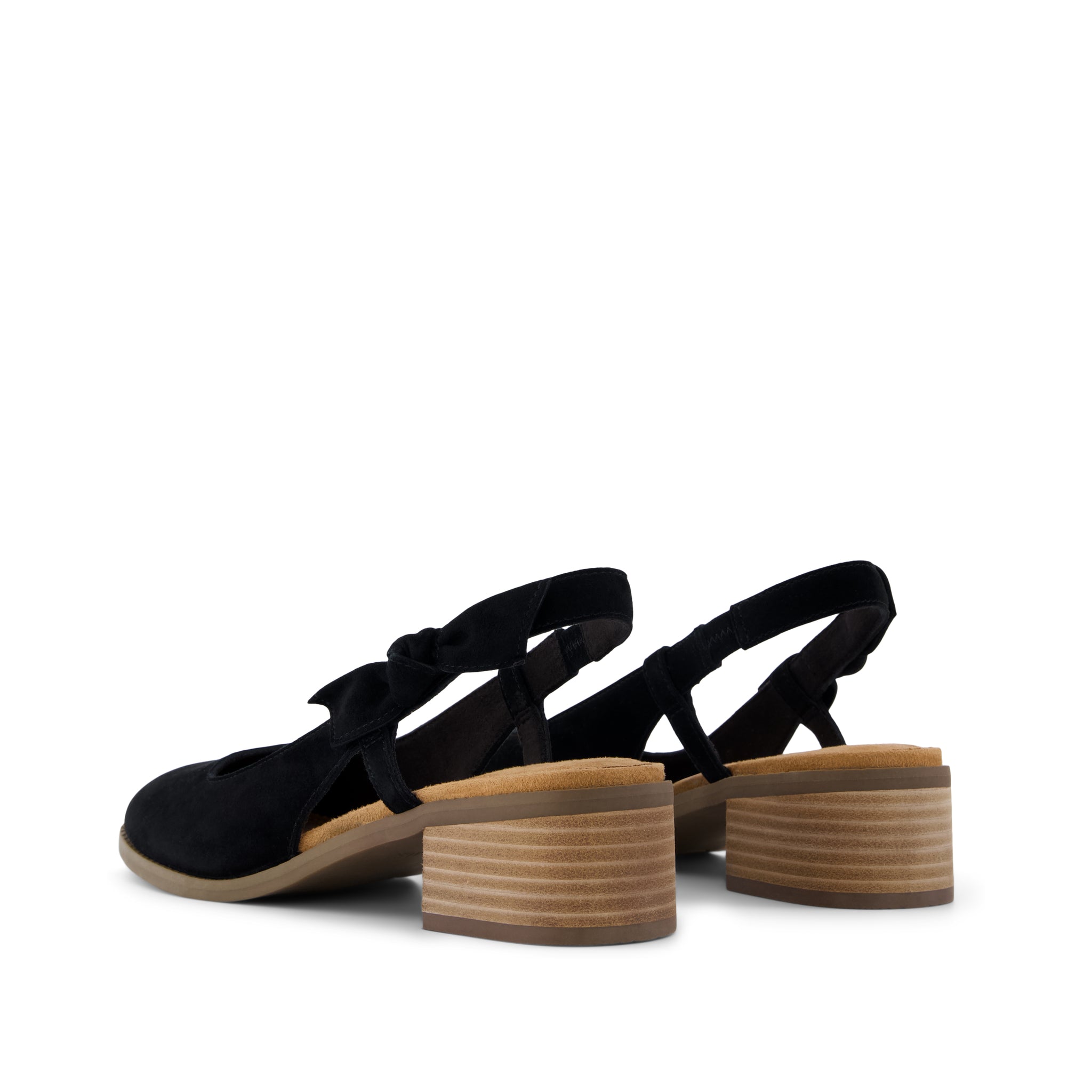 Womens Jaclyn Slingback Bow Heel Black Kid Suede - Image 3