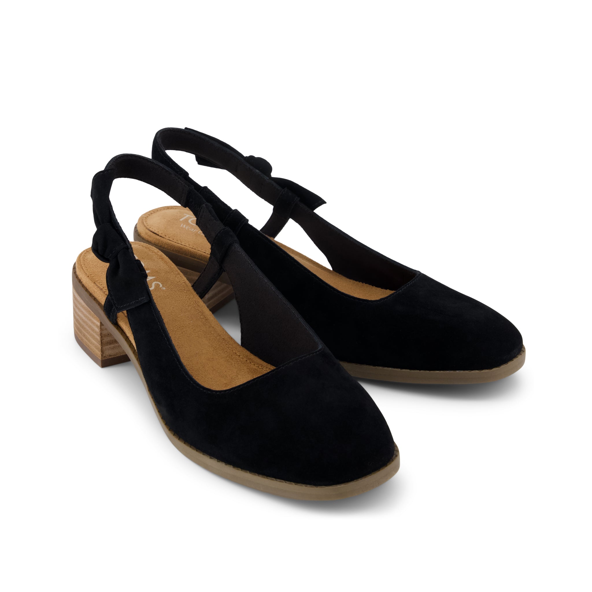 Womens Jaclyn Slingback Bow Heel Black Kid Suede - Image 2