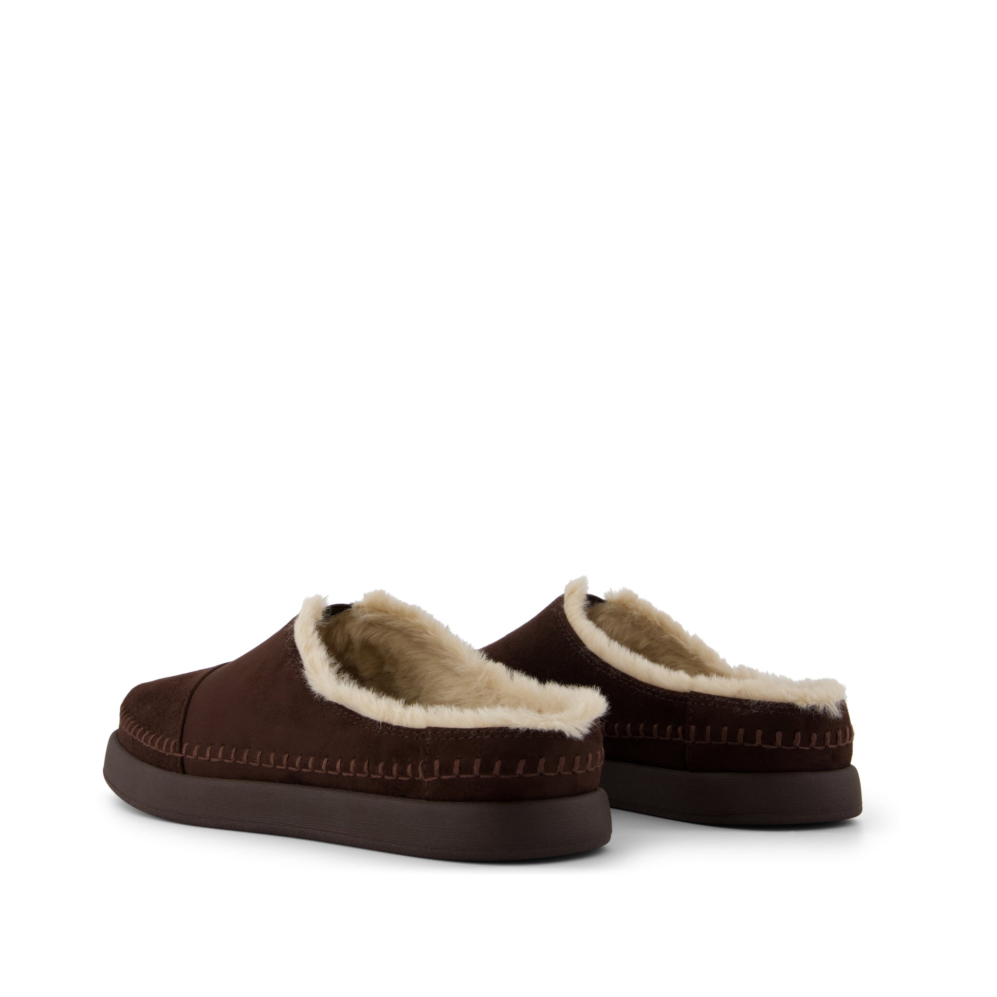 Womens Alpargata Ease Mule Chocolate Brown Microsuede w/ Faux Fur - Image 3