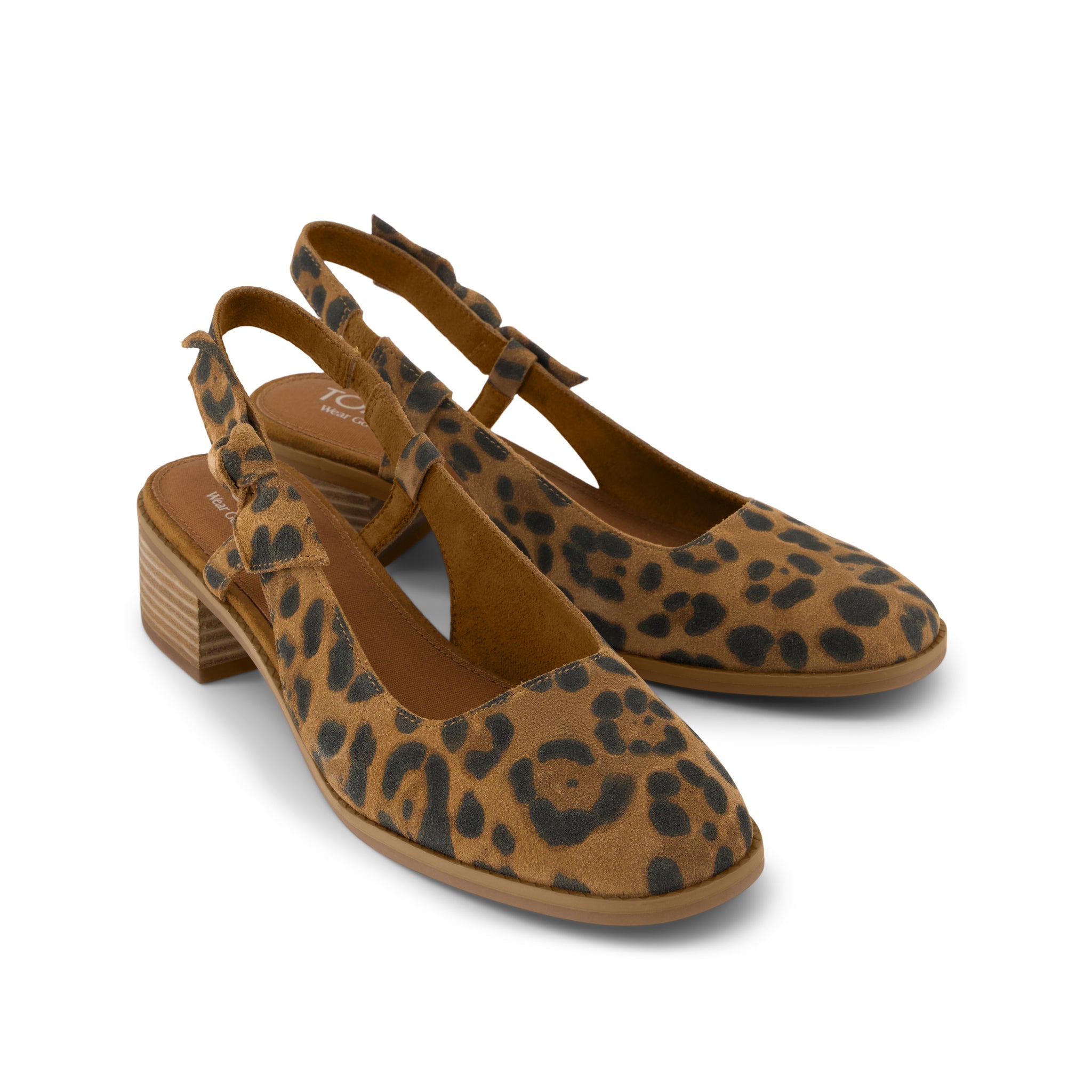 Womens Jaclyn Slingback Bow Heel Brown Sugar Leopard Suede - Image 3