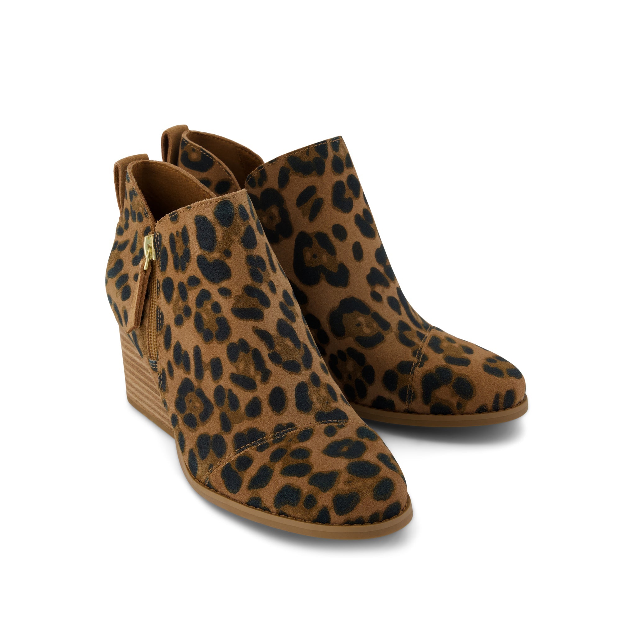Womens Goldie Wedge Ankle Bootie Leopard Suede - Image 3