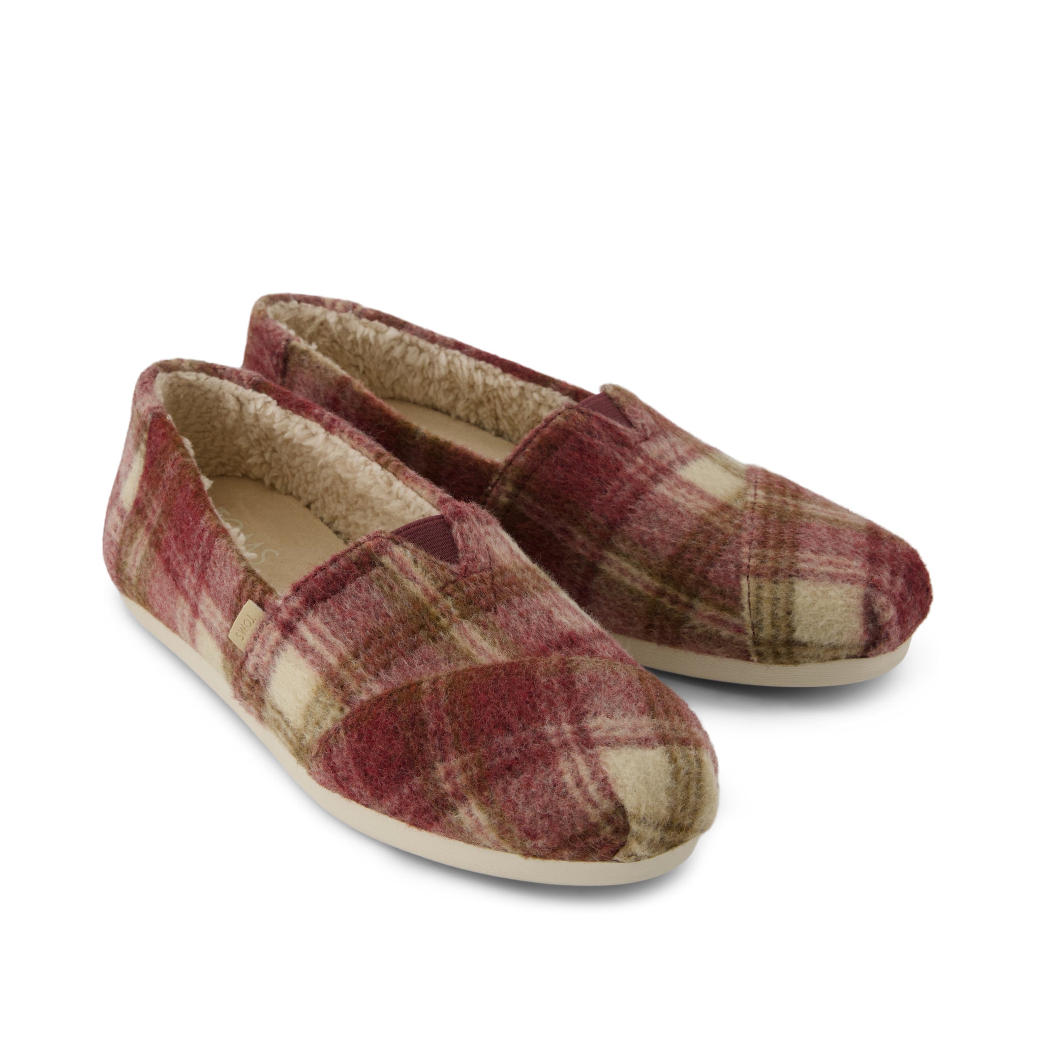 Womens Alpargata Classic Burgundy Cozy Plaid - Image 2
