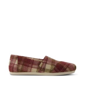 Womens Alpargata Classic Burgundy Cozy Plaid
