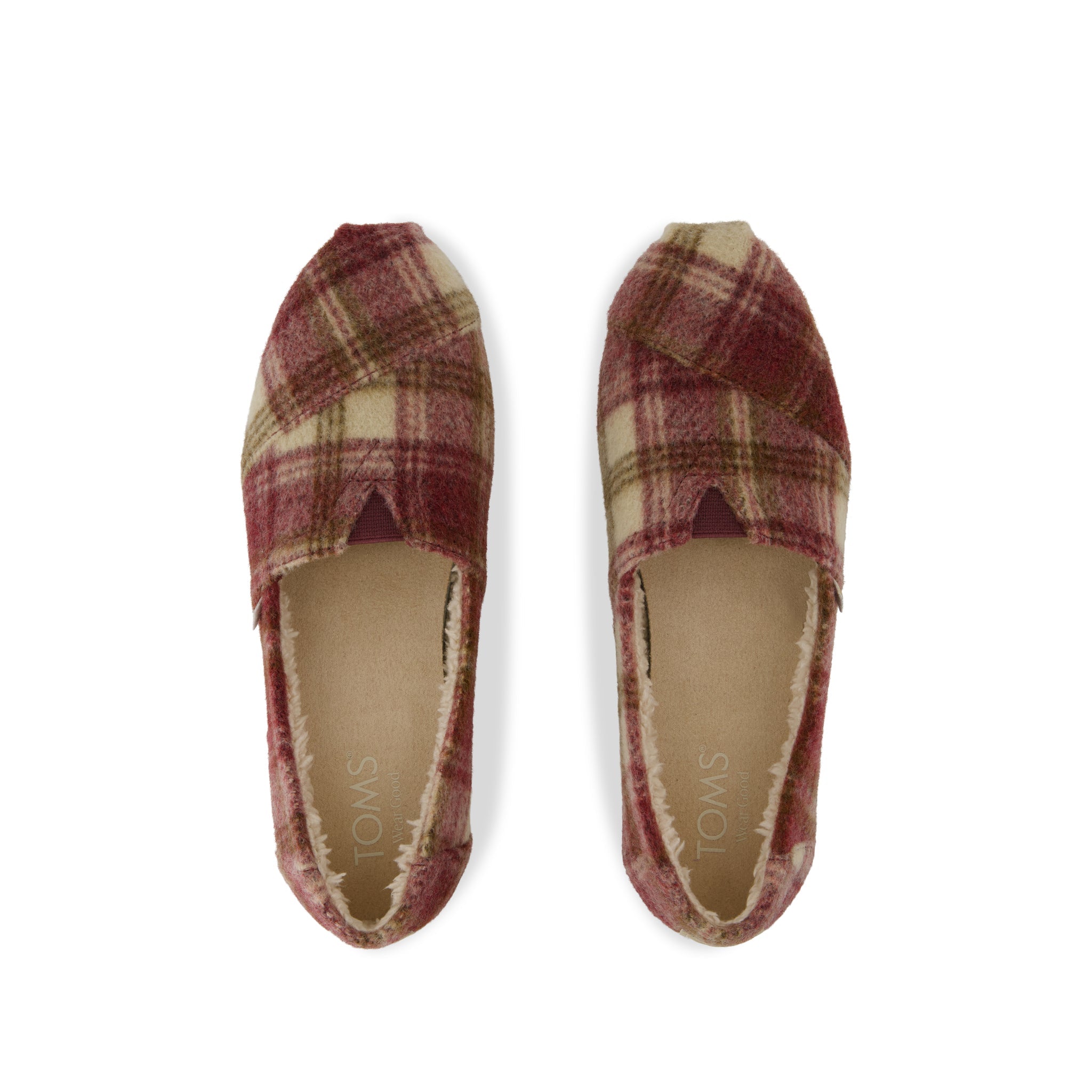 Womens Alpargata Classic Burgundy Cozy Plaid - Image 5