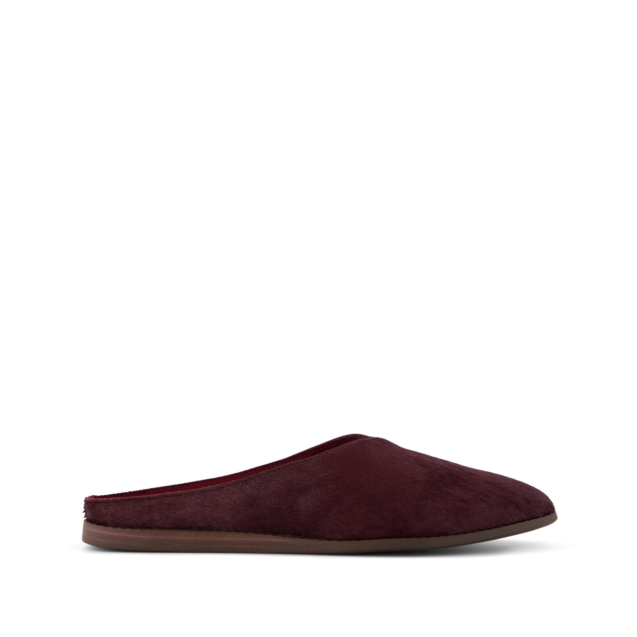 Womens Amelia Mule Dark Burgundy Hair Leather