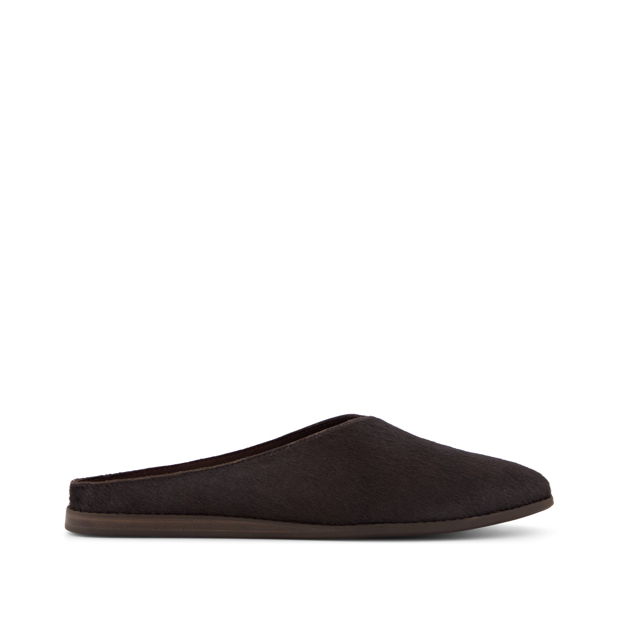 Womens Amelia Mule Chocolate Brown Hair Leather