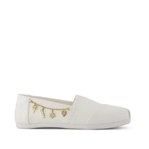 Womens Alpargata Classic White Recycled Cotton Canvas with Charms Chain